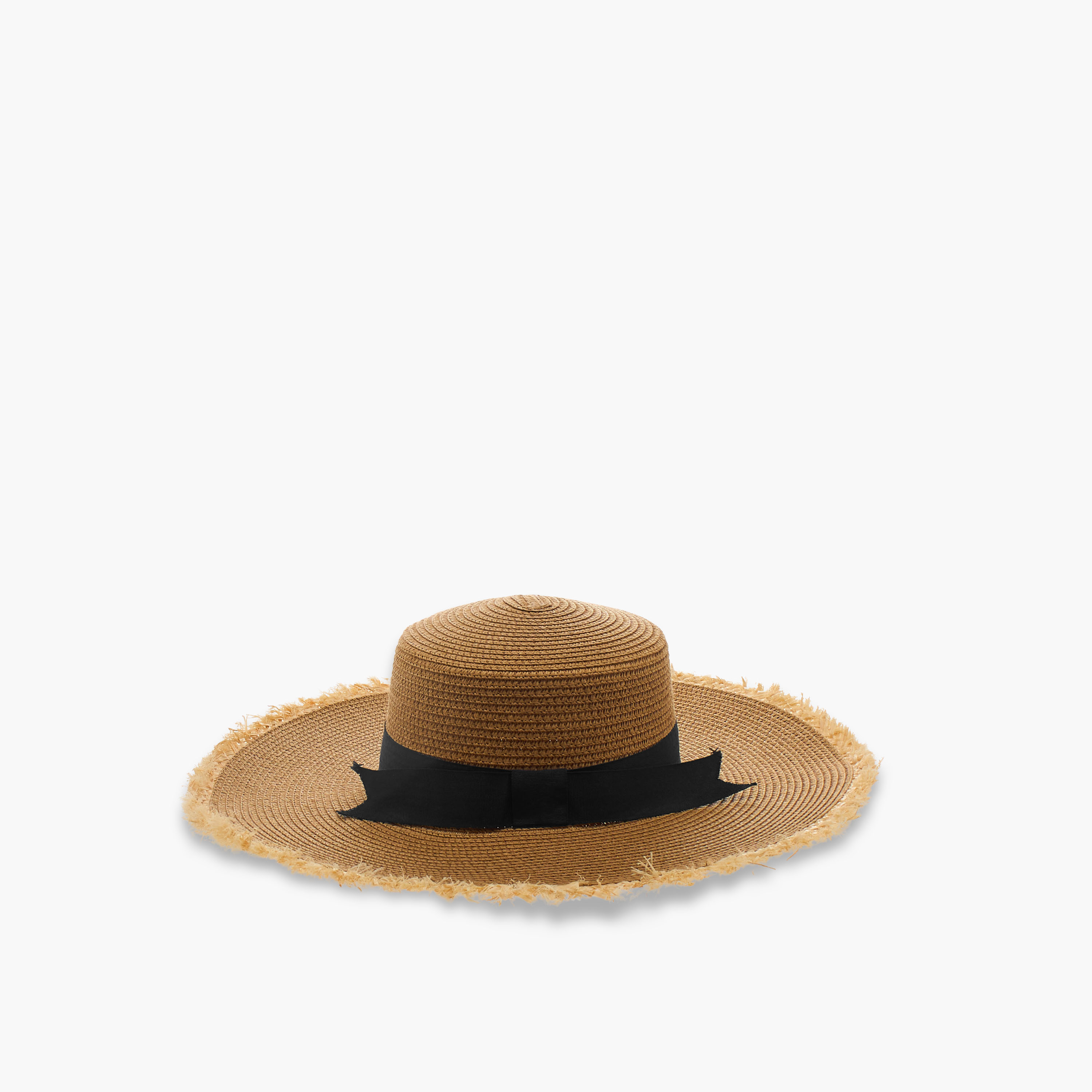 Bow Trim Fringed Beach Hat-women-clothingaccessories-capsandhats-image-1
