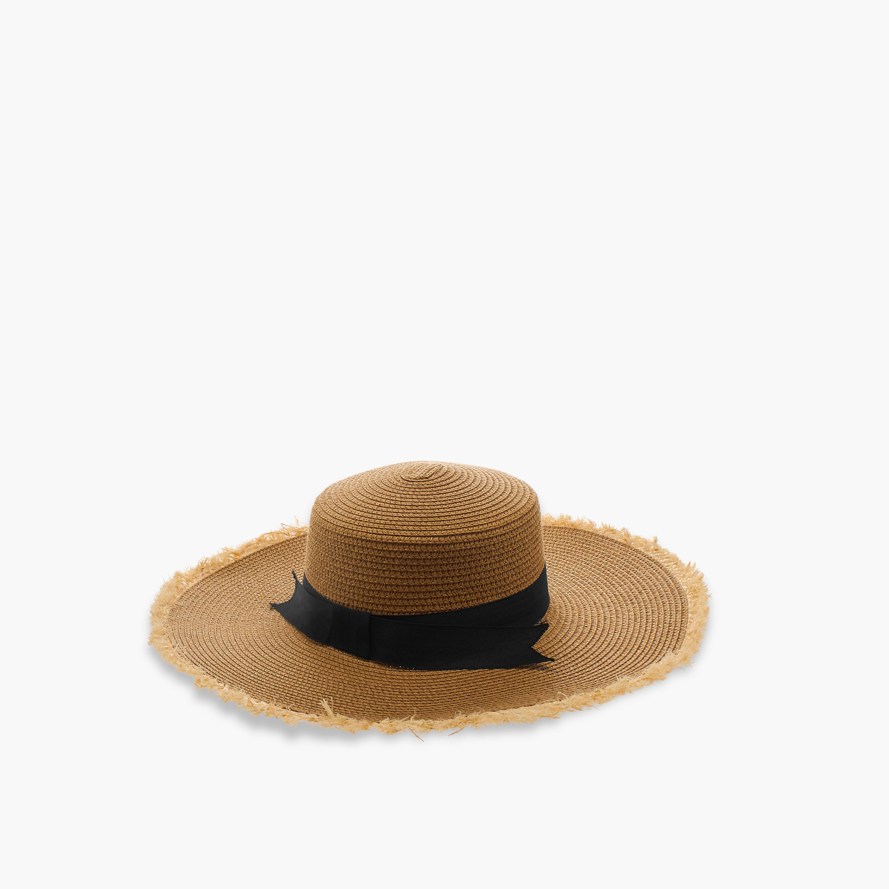 Bow Trim Fringed Beach Hat-women-clothingaccessories-capsandhats-image-3