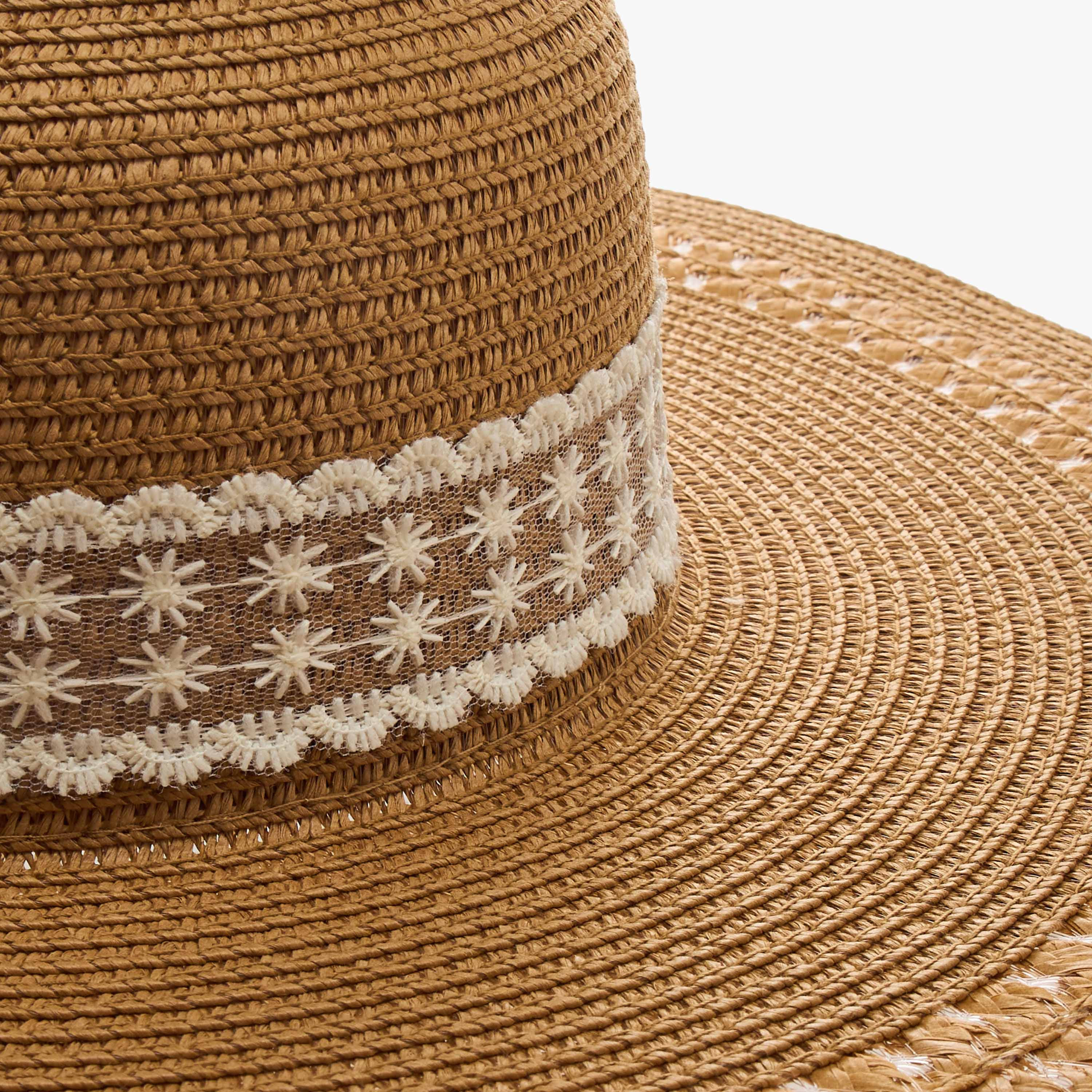 Lace Trim Beach Hat with Bow Detail-women-clothingaccessories-capsandhats-image-7