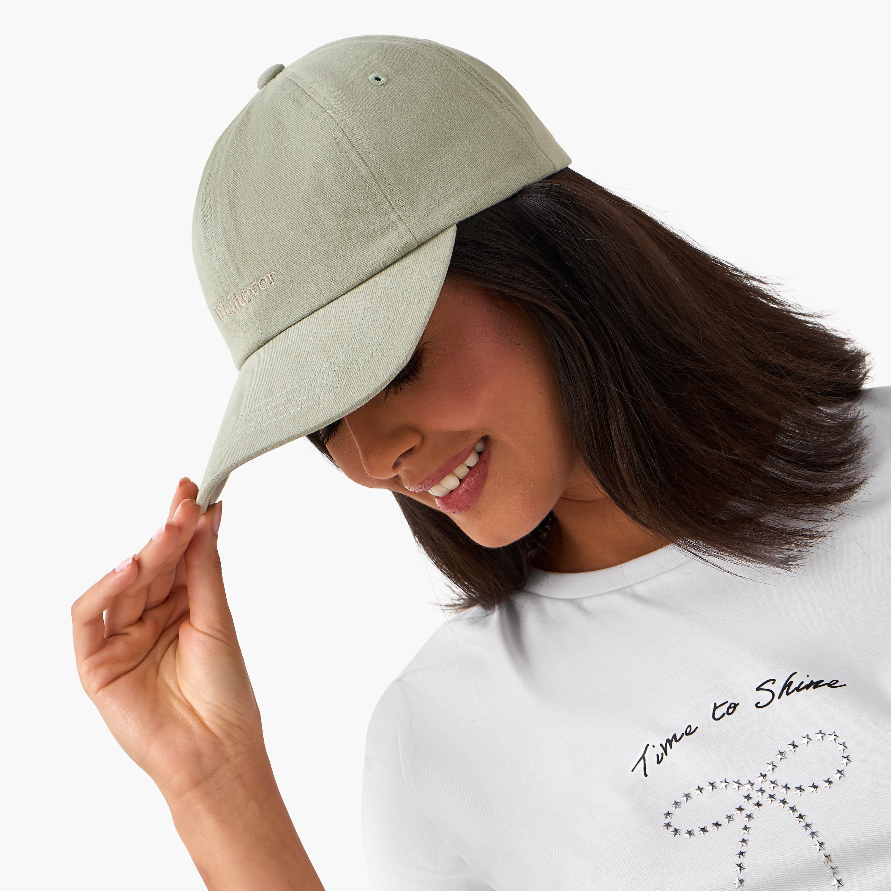 Embroidered Cap with Buckled Strap Closure-women-clothingaccessories-capsandhats-image-2