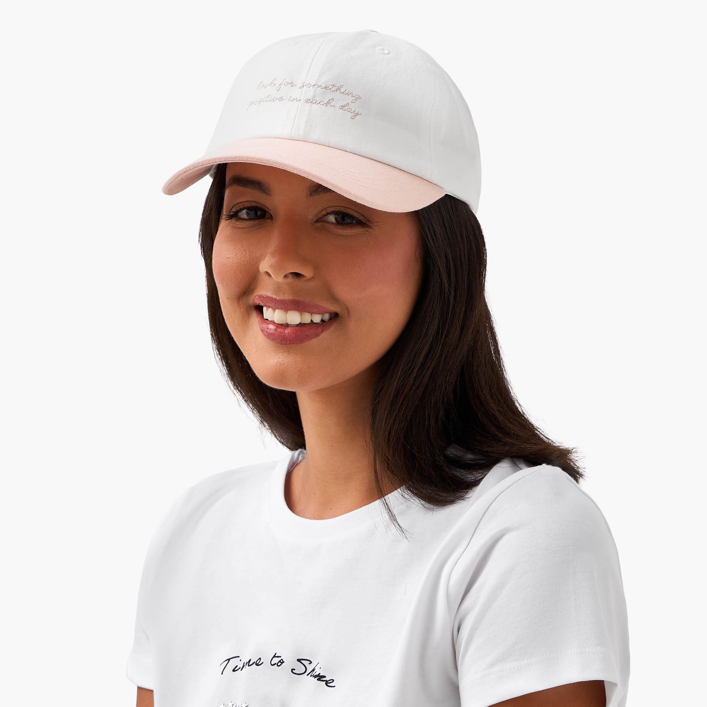 Slogan Cap with Buckled Strap Closure-women-clothingaccessories-capsandhats-image-2