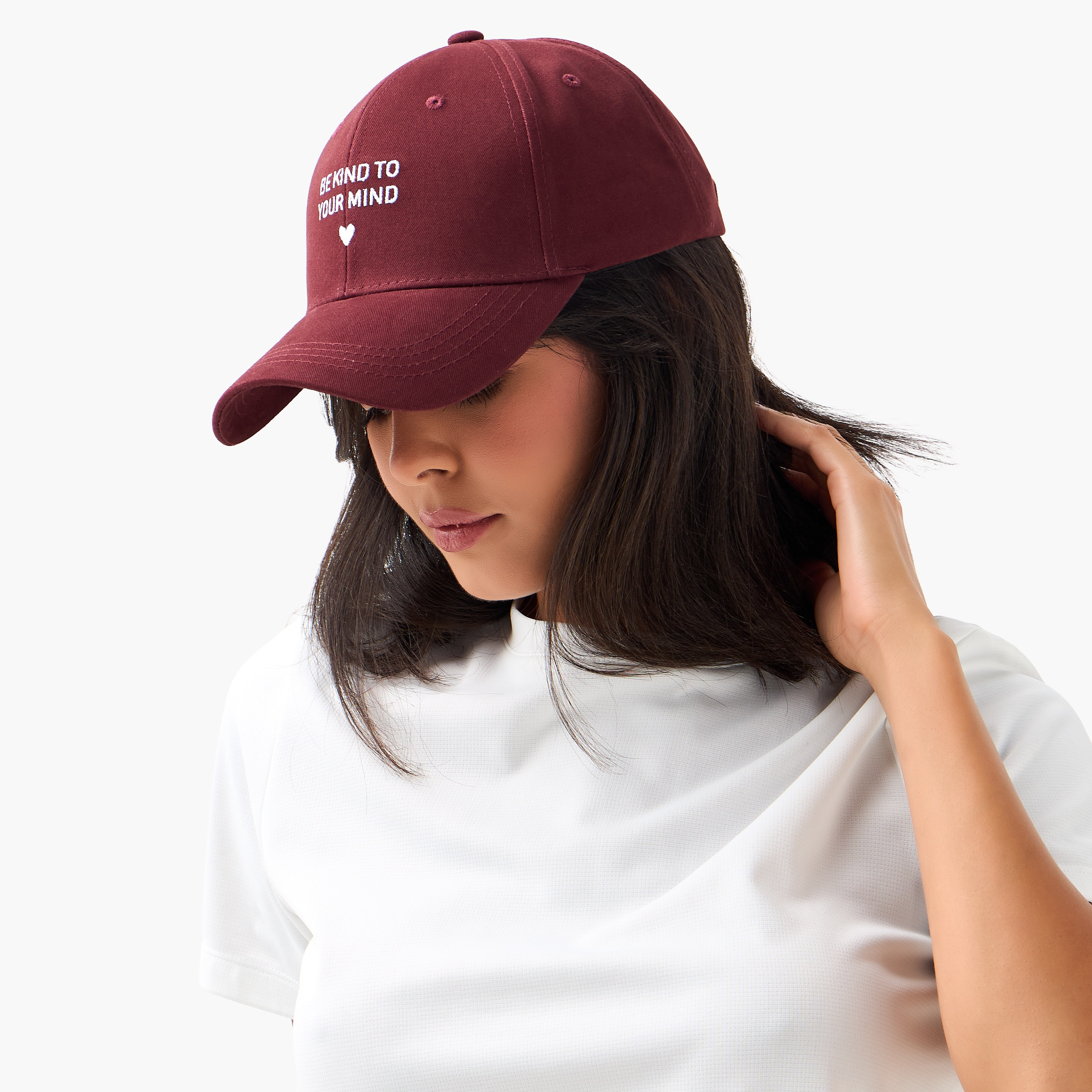 Slogan Embroidered Cap with Buckled Strap Closure-women-clothingaccessories-capsandhats-image-2