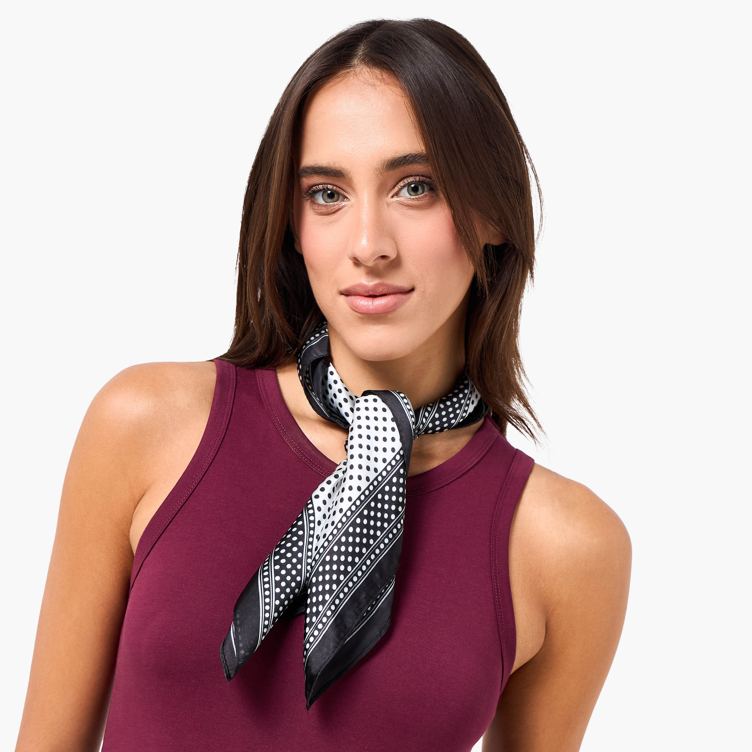 Scarf Square Satin Polka Dot Print-women-clothingaccessories-scarves-image-2