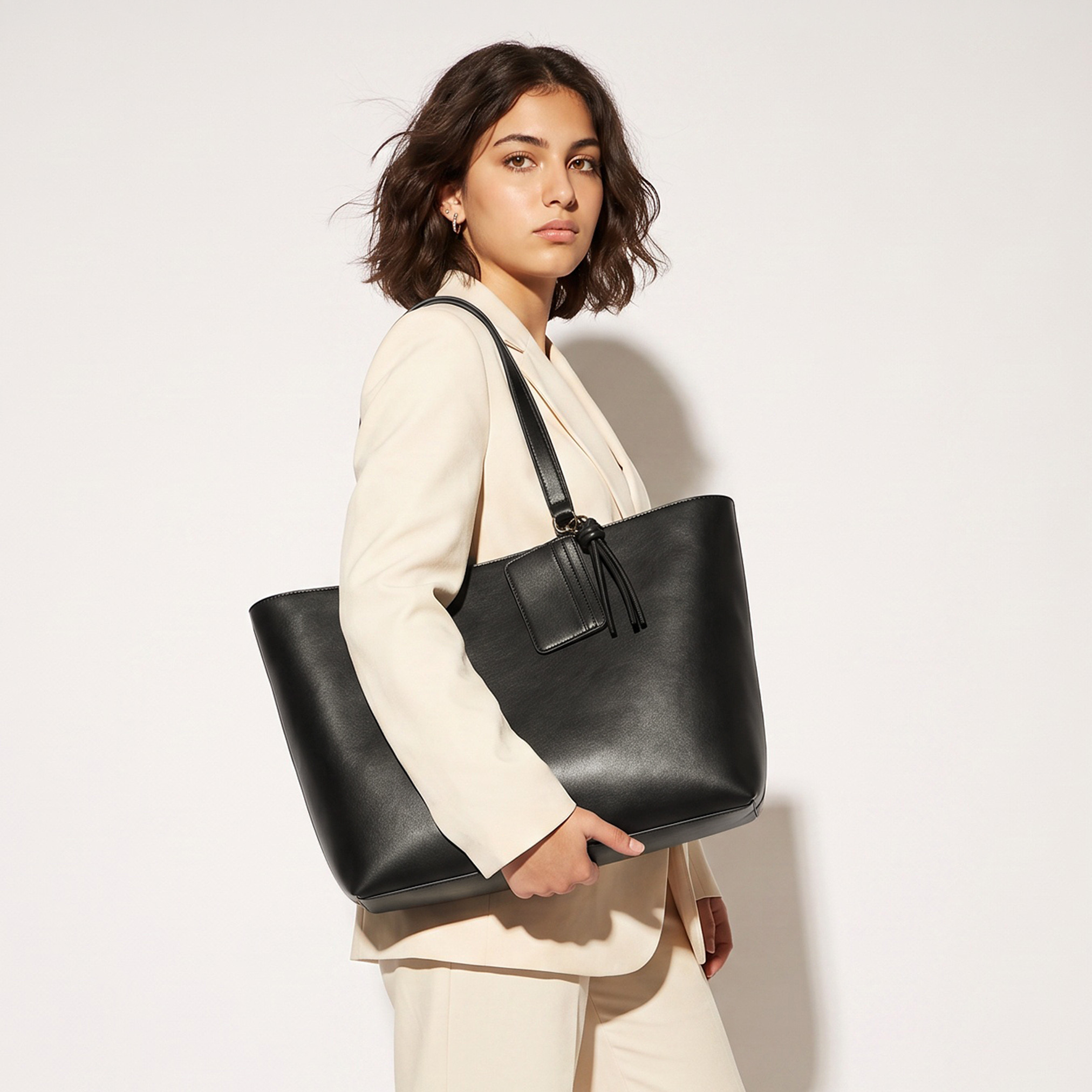 Tassel Detail Tote Bag with Button Closure-women-bagsandwallets-handbags-image-2