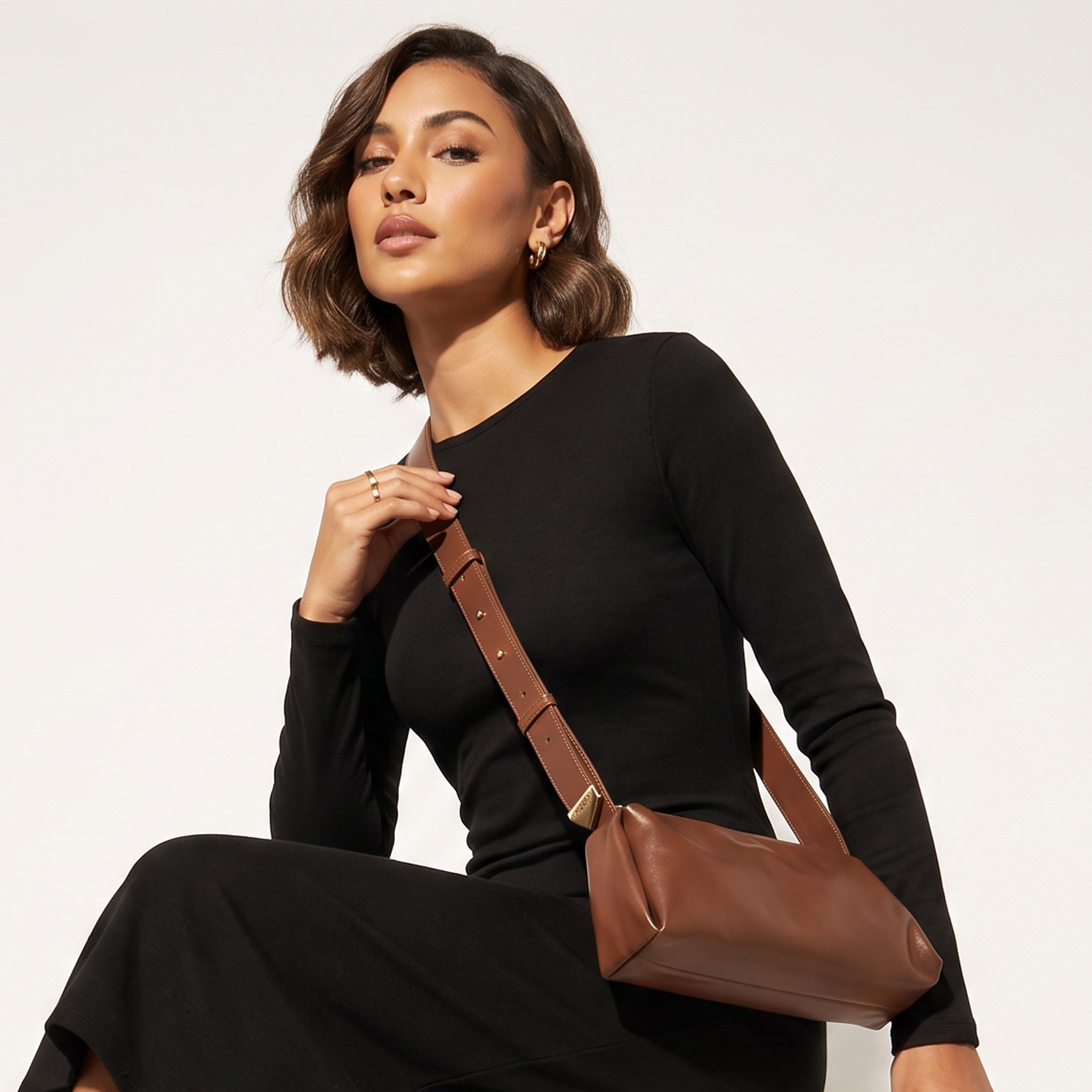 Ruched Crossbody Bag with Adjustable Strap-women-bagsandwallets-handbags-image-2