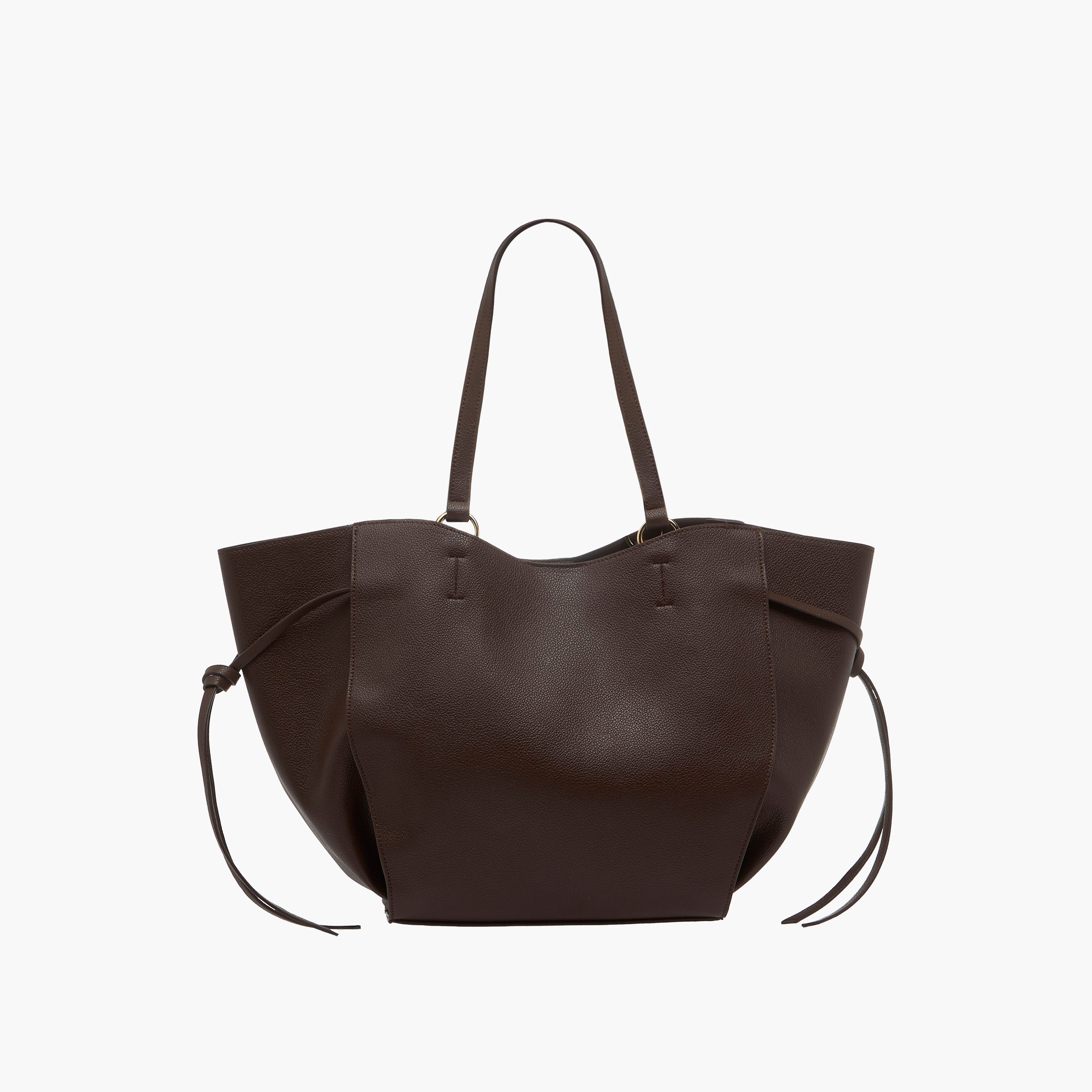Textured Tote Bag with Knotted Detail-women-bagsandwallets-handbags-image-1