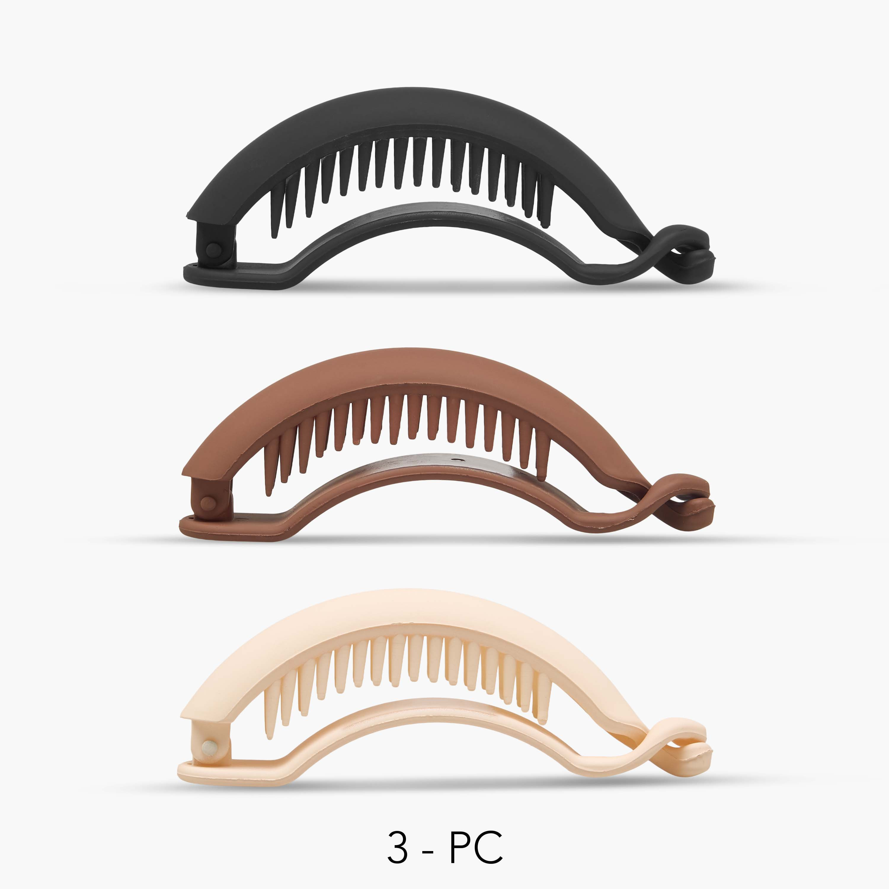 Gloo Pack of 3 Curved Banana Hair Clip with Interlocking Tooth-women-hairaccessories-clamps-image-1