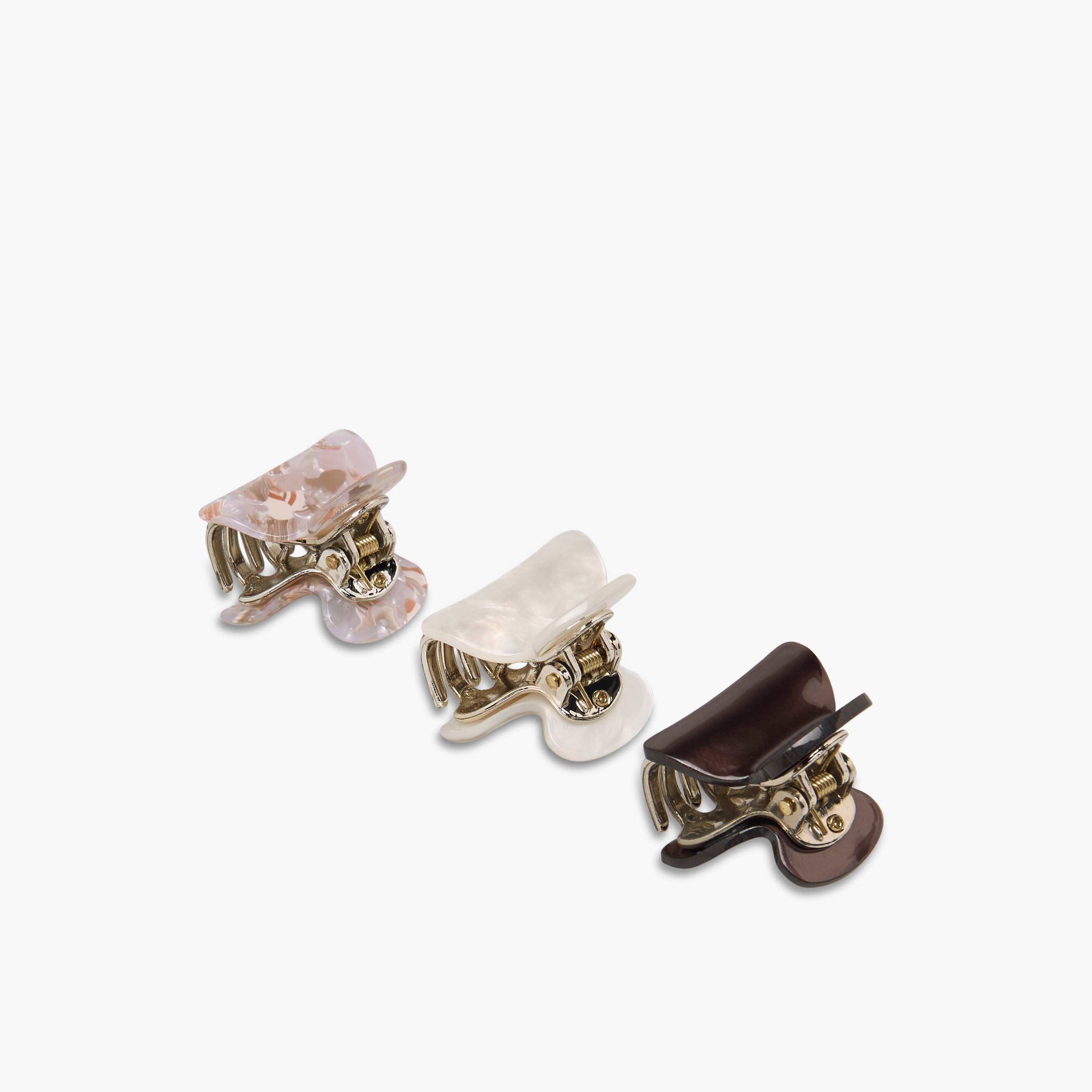 Gloo Pack of 3 Curved Hair Clamp with Marble Finish-women-hairaccessories-clamps-image-5