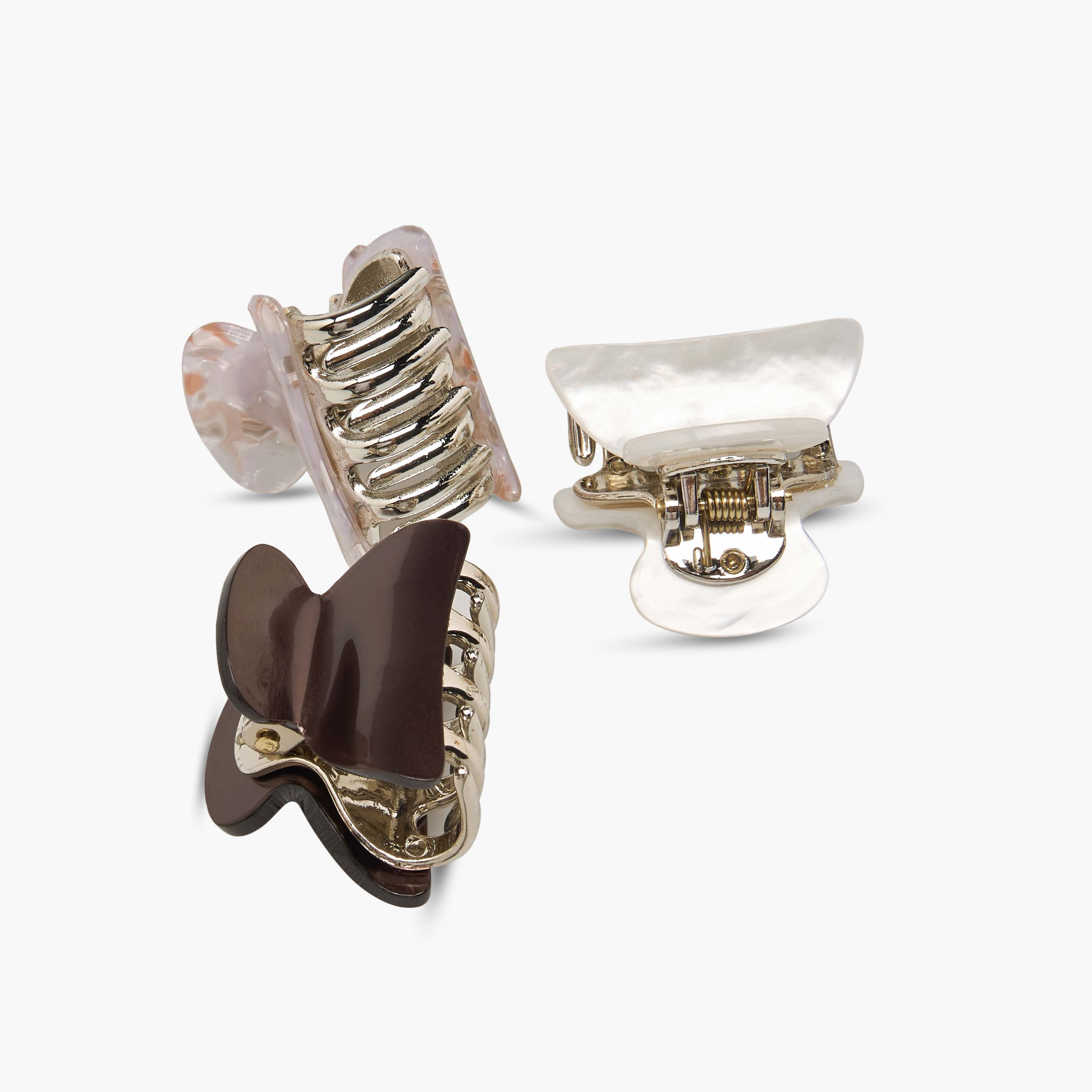 Gloo Pack of 3 Curved Hair Clamp with Marble Finish-women-hairaccessories-clamps-image-6