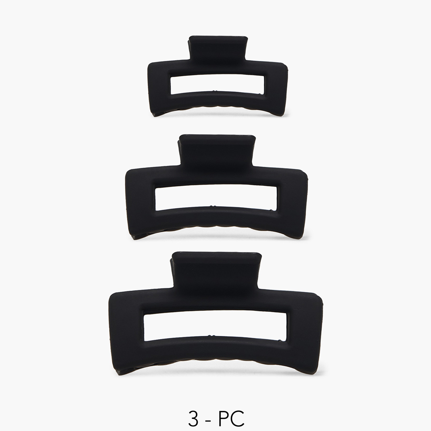 طقم مشابك شعر مستطيلة بتفاصيل مفرغة 3 قطع من جلو-women-hairaccessories-clamps-image-1