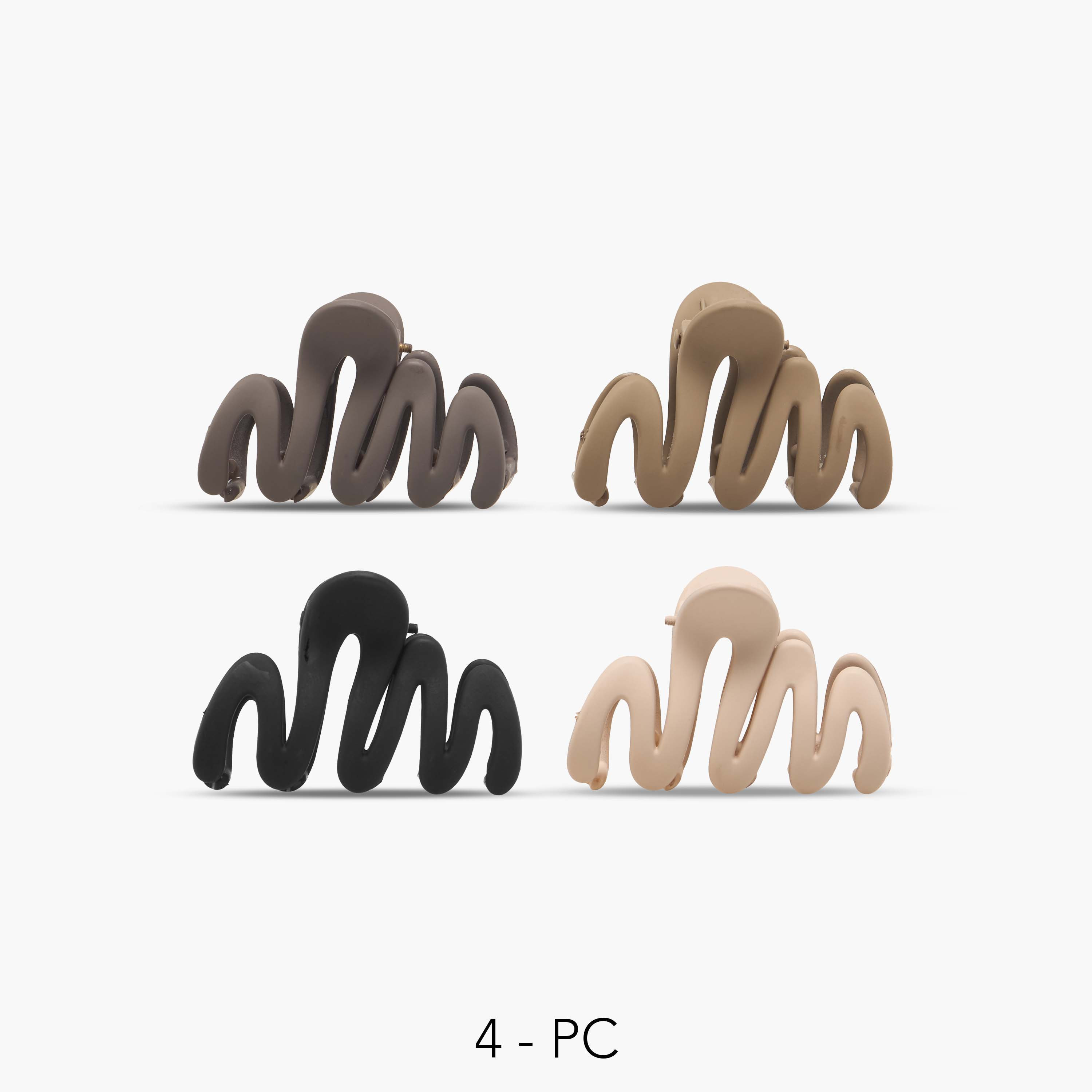 Gloo Pack of 4 Wavy Hair Clamps with Matte Finish-women-hairaccessories-clamps-image-1