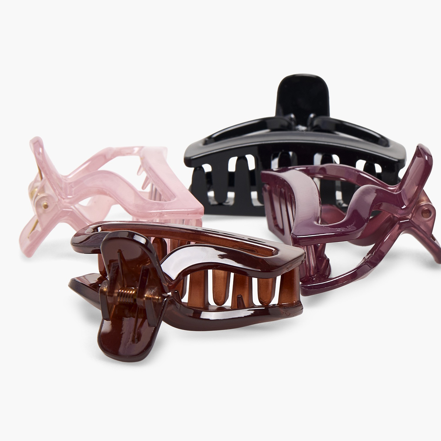 طقم مشابك شعر منحنية بتفاصيل مفرغة 4 قطع من جلو-women-hairaccessories-clamps-image-7