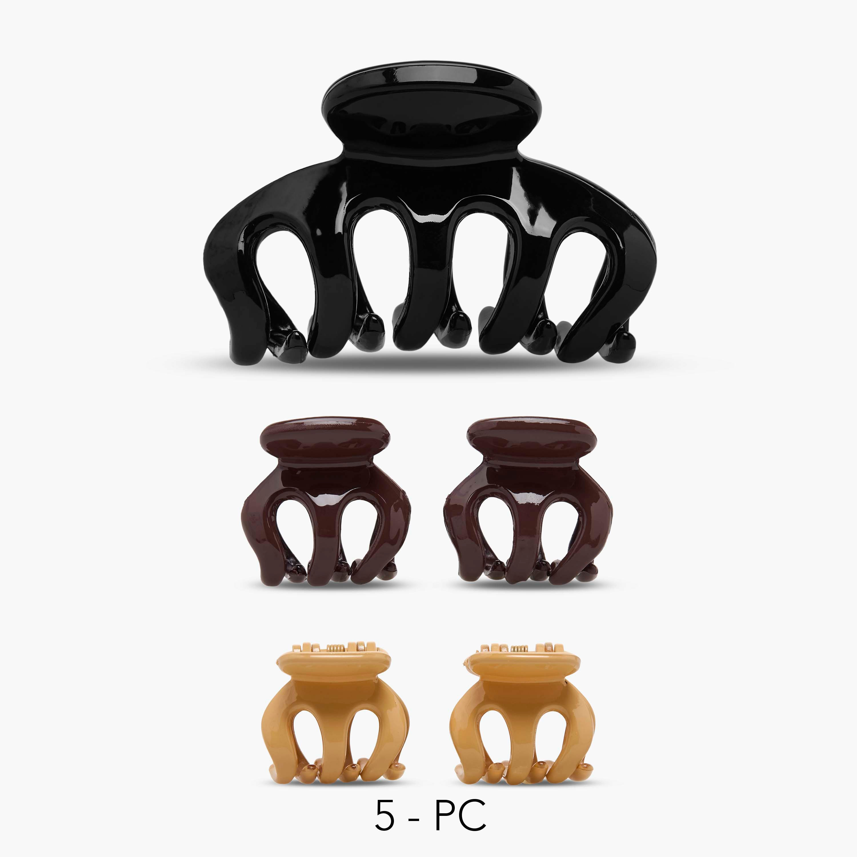 طقم مشابك شعر منحنية بفتحات 5 قطع من جلو-women-hairaccessories-clamps-image-1