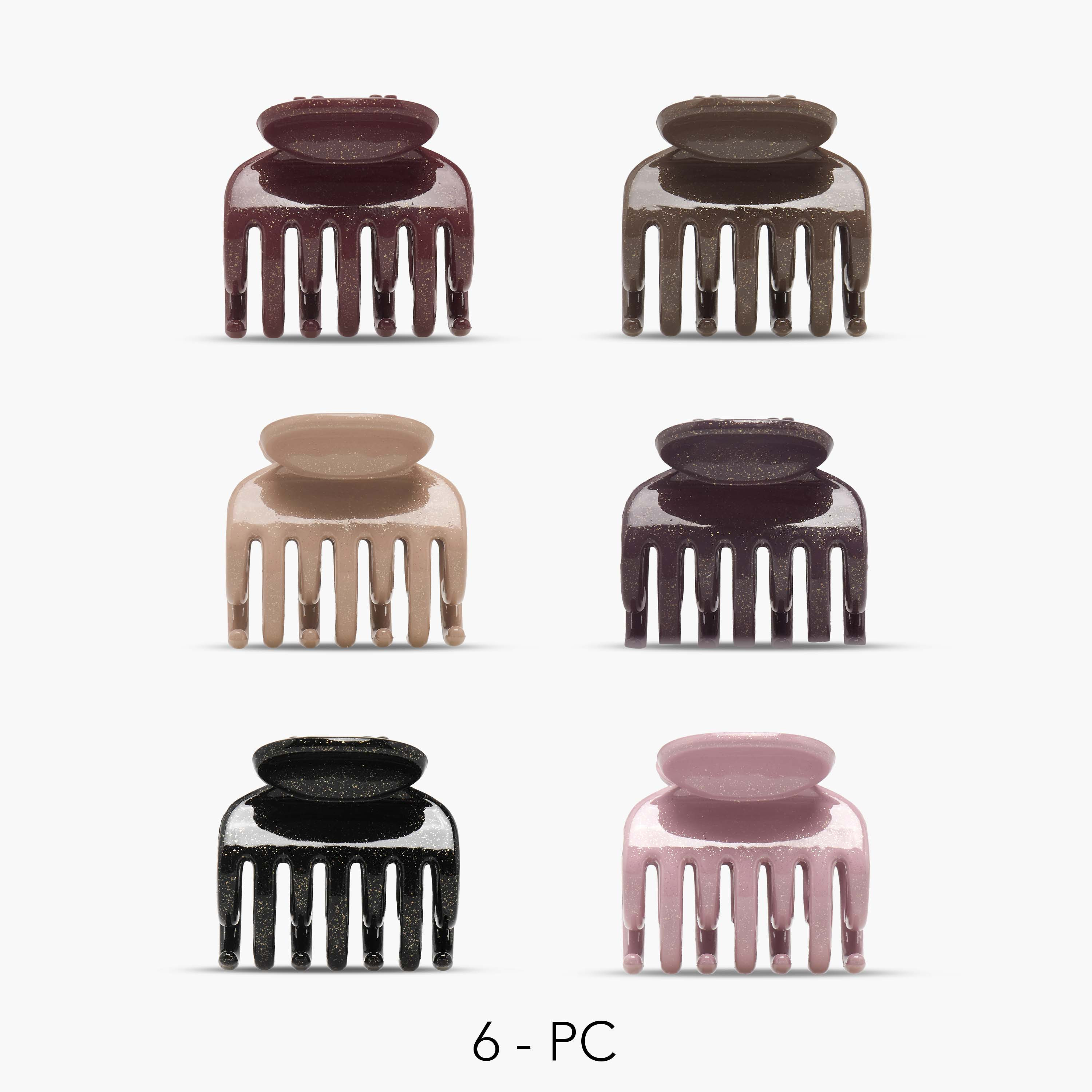 مشابك شعر منحنية بتشطيب مطفي من جلو - عبوة 6 قطع-women-hairaccessories-clamps-image-1