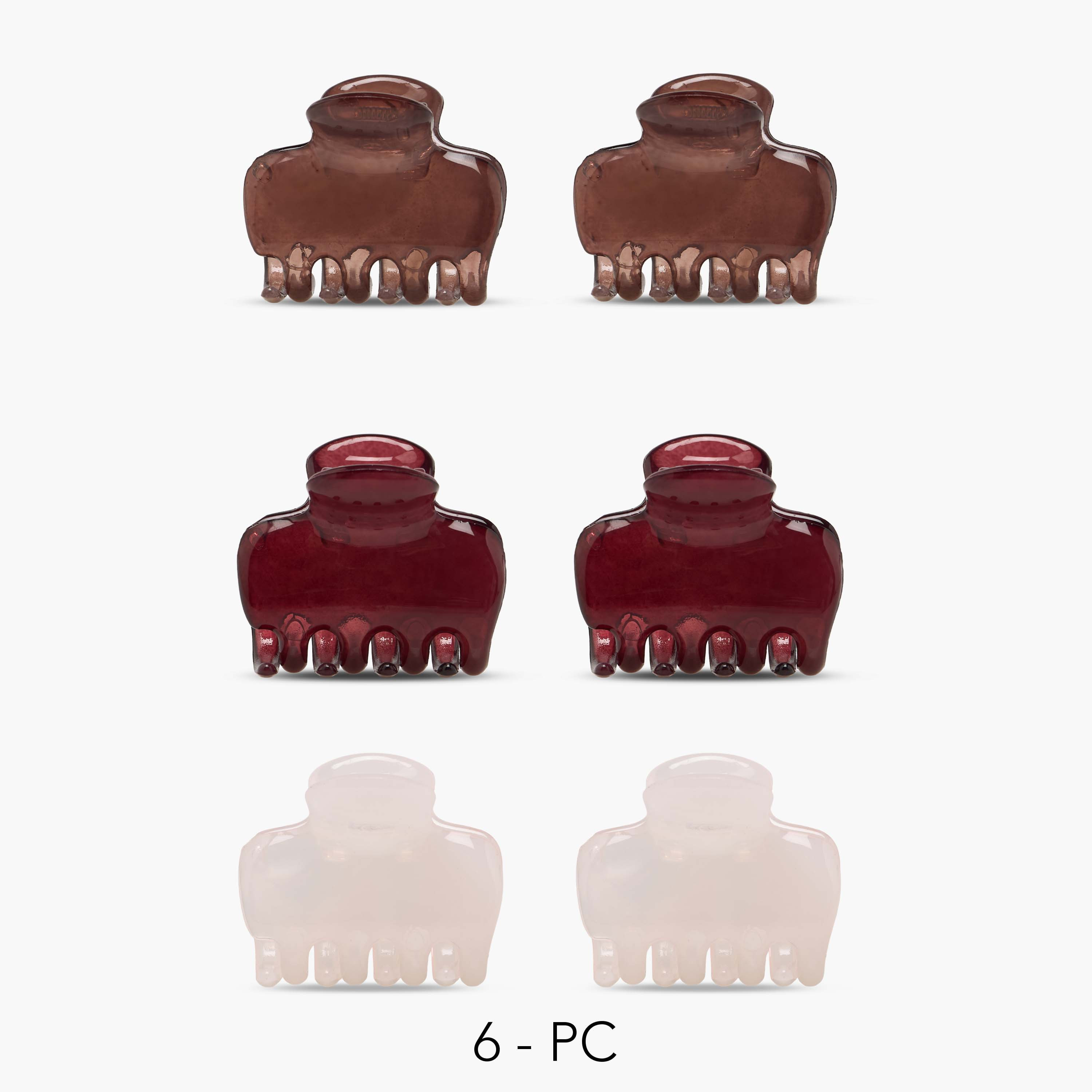 مشابك شعر منحنية بتشطيب مطفي من جلو - عبوة 6 قطع-women-hairaccessories-clamps-image-1