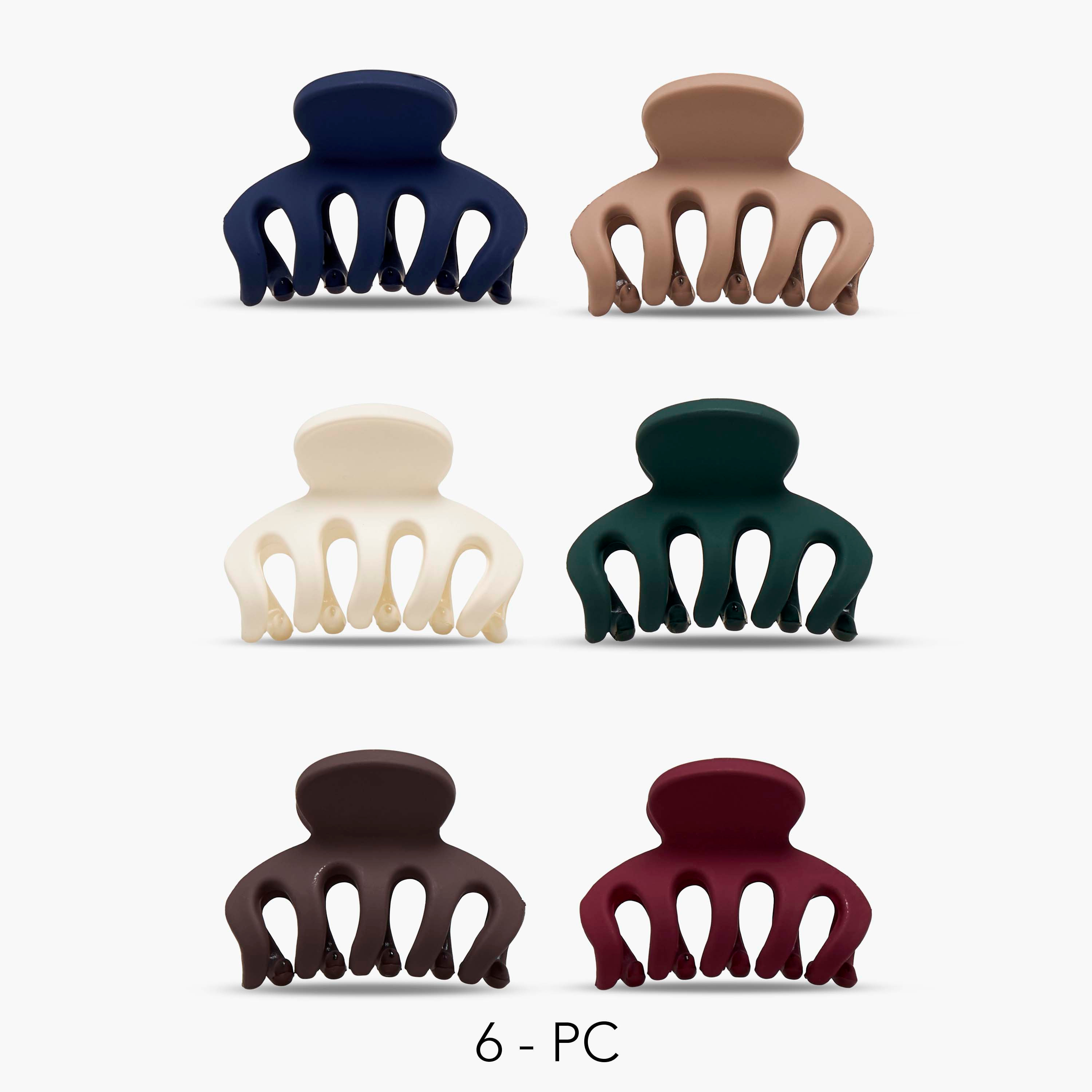 مشابك شعر منحنية مع تصميم مشقوق من جلو - طقم 6 قطع-women-hairaccessories-clamps-image-1