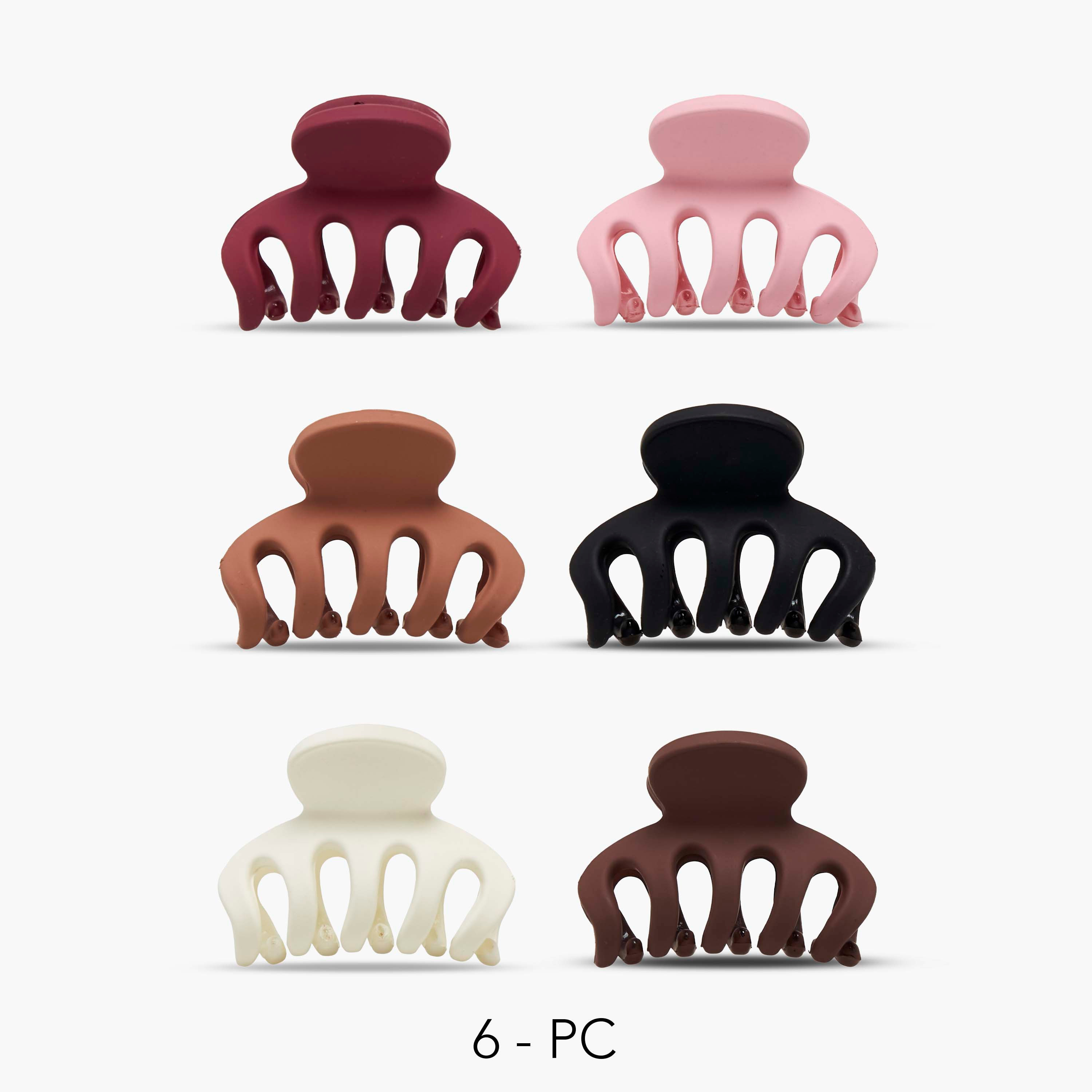 Gloo Pack of 6 Curved Hair Clamp with Slotted Design-women-hairaccessories-clamps-image-1