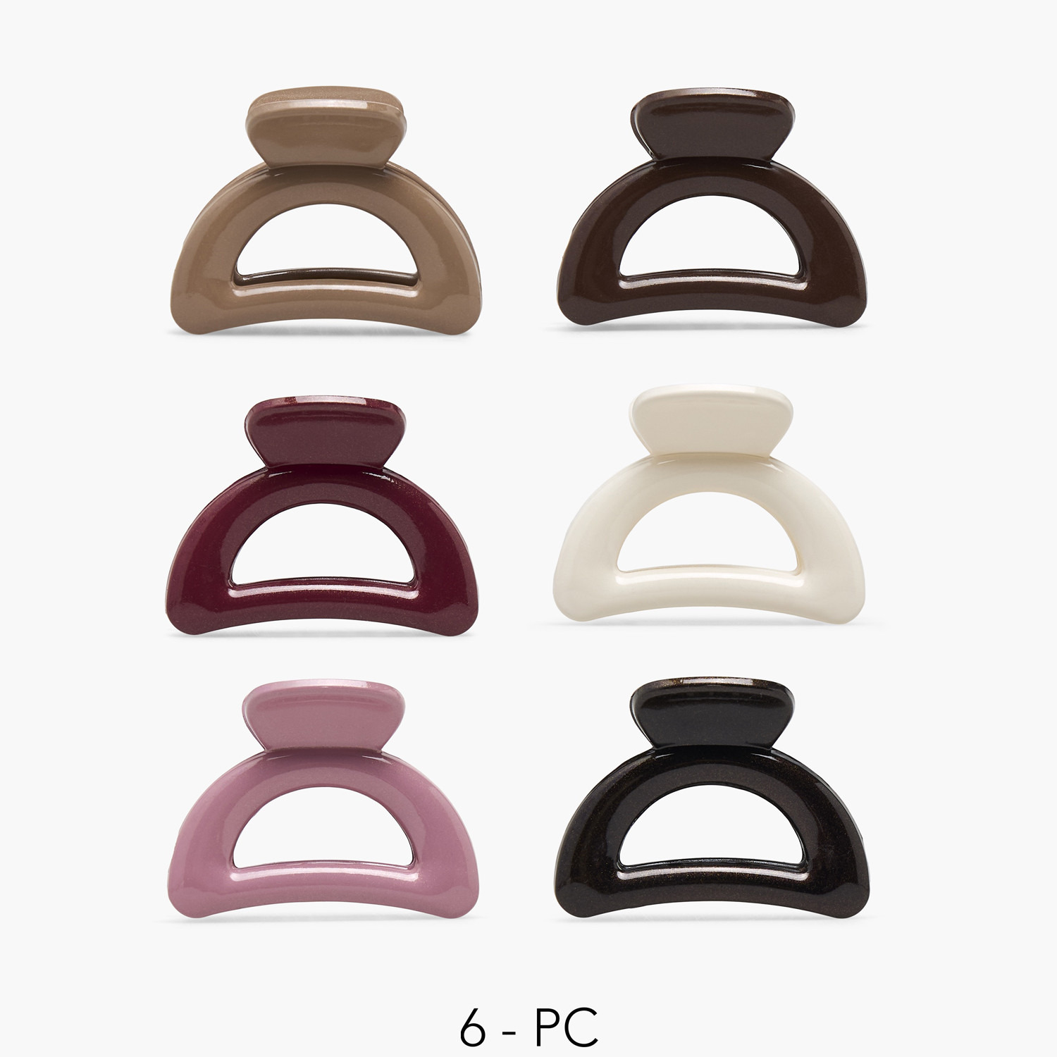 Gloo Pack of 6 Curved Hair Clamp with Cutout Design-women-hairaccessories-clamps-image-1