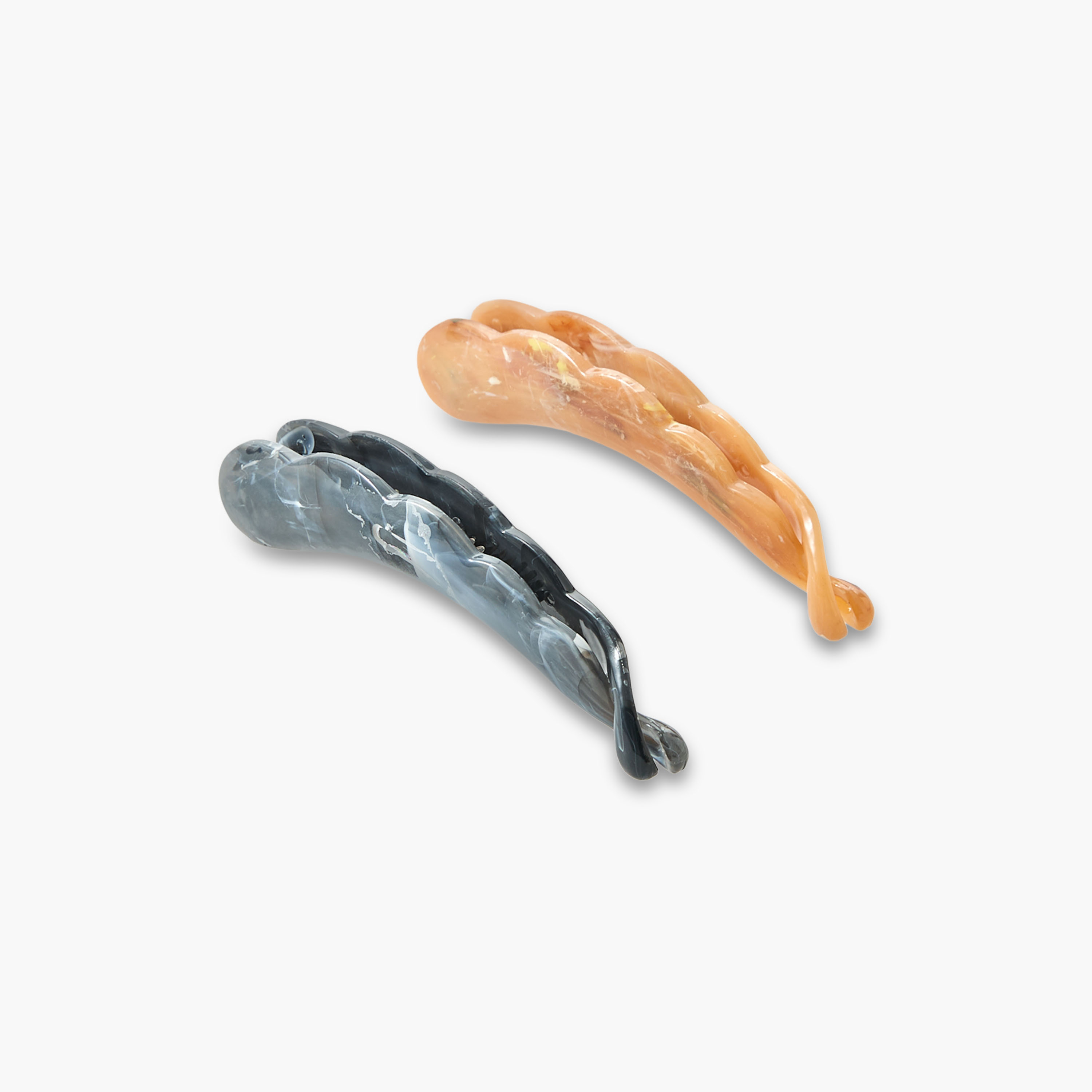 Pack of 2 Banana Shape Hair Clamps with Marble Print-women-hairaccessories-clamps-image-4