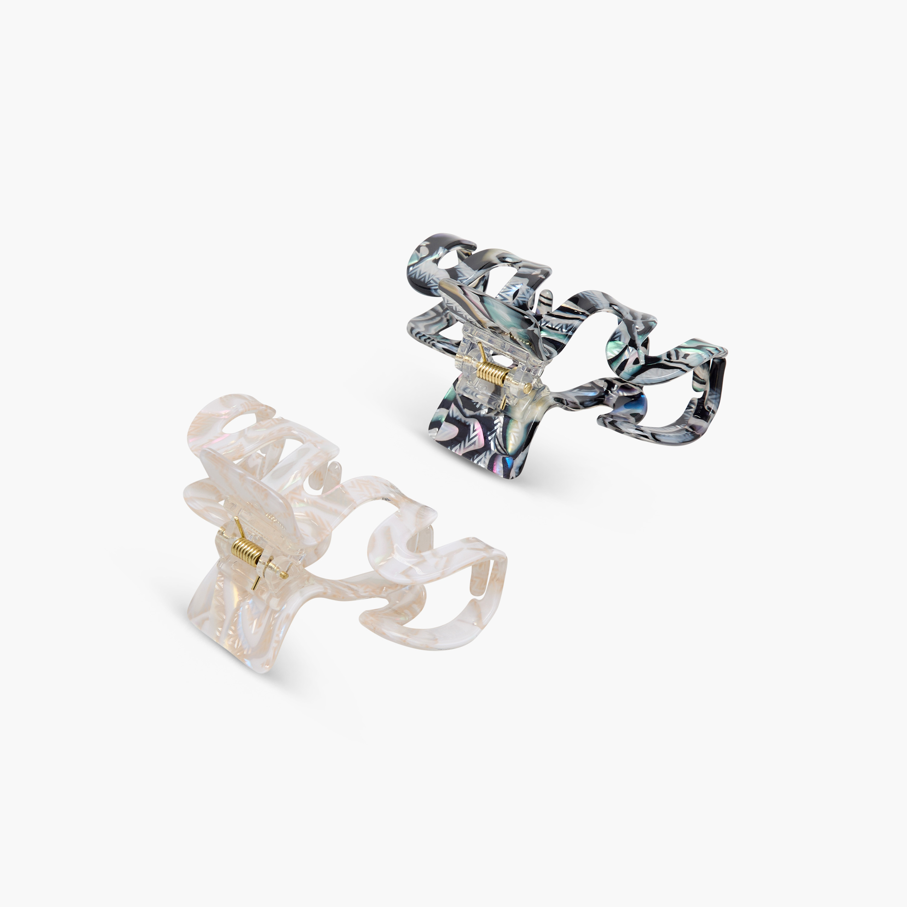 Pack of 2 Wavy Hair Clamp with Patterned Finish-women-hairaccessories-clamps-image-5