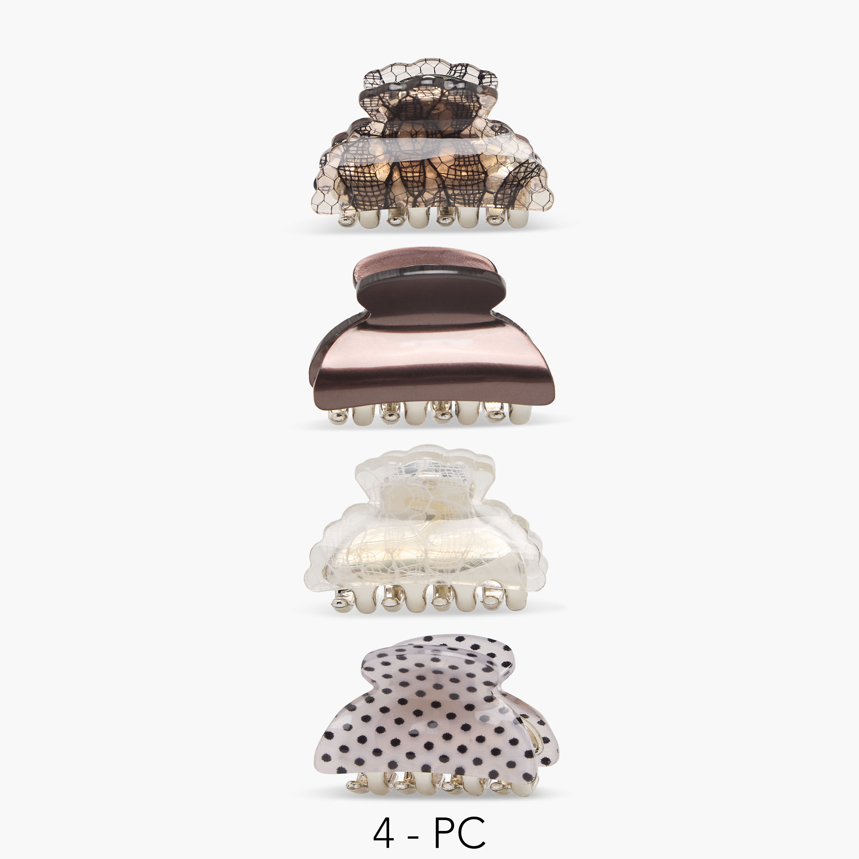 Pack of 4 Curved Hair Clamps with Assorted Print-women-hairaccessories-clamps-image-1