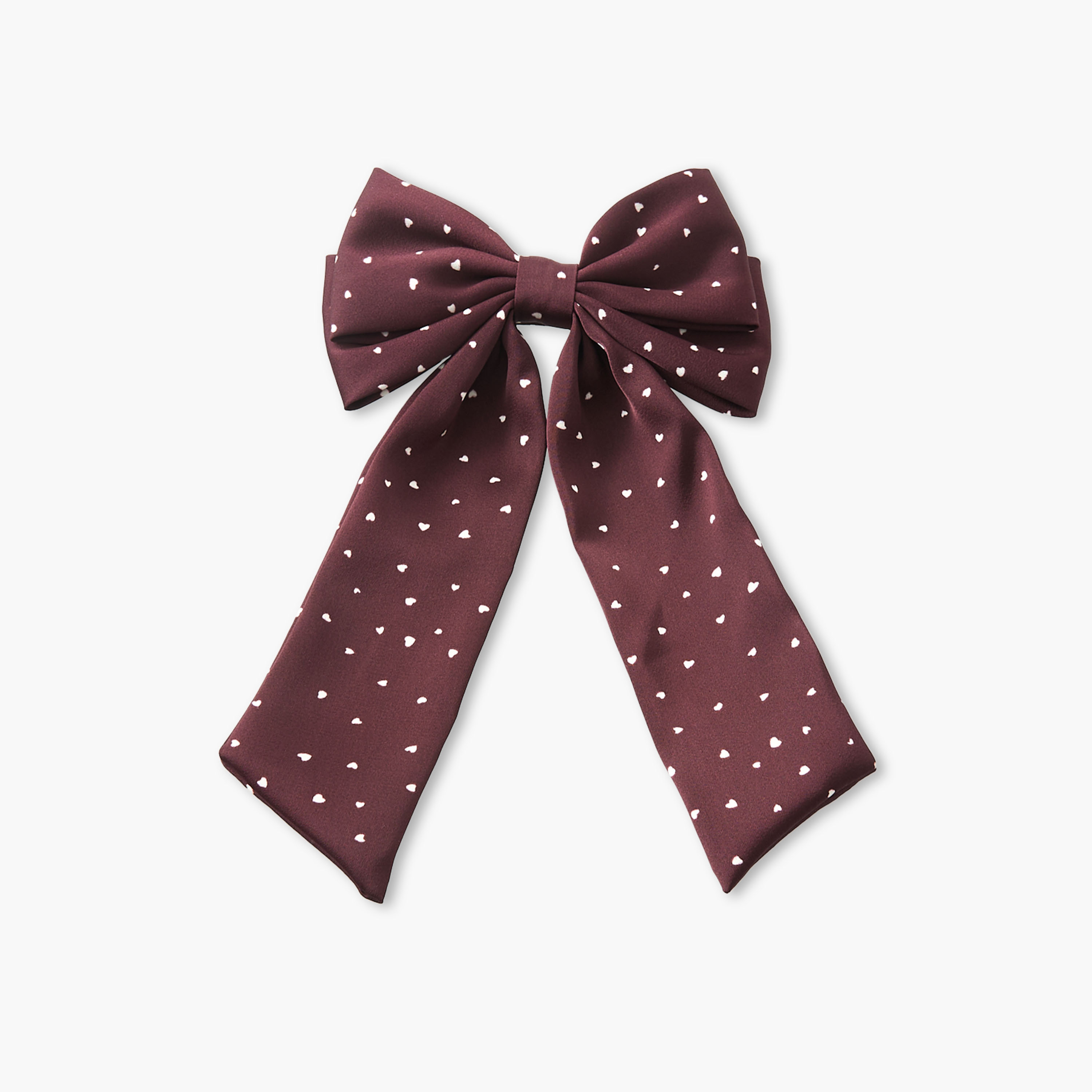 Bow Barrette Hair Clip with Heart Print-women-hairaccessories-clips-image-1