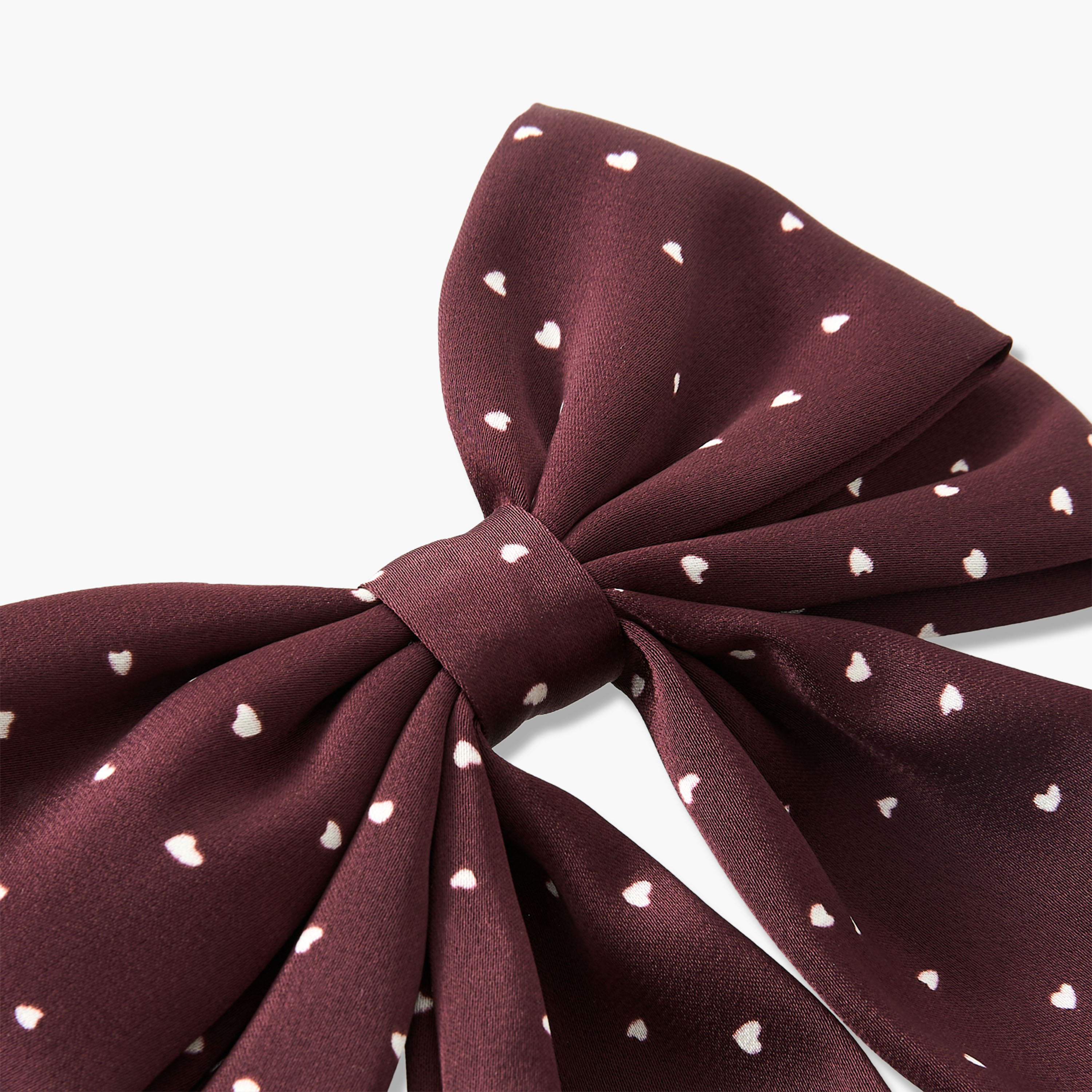 Bow Barrette Hair Clip with Heart Print-women-hairaccessories-clips-image-2