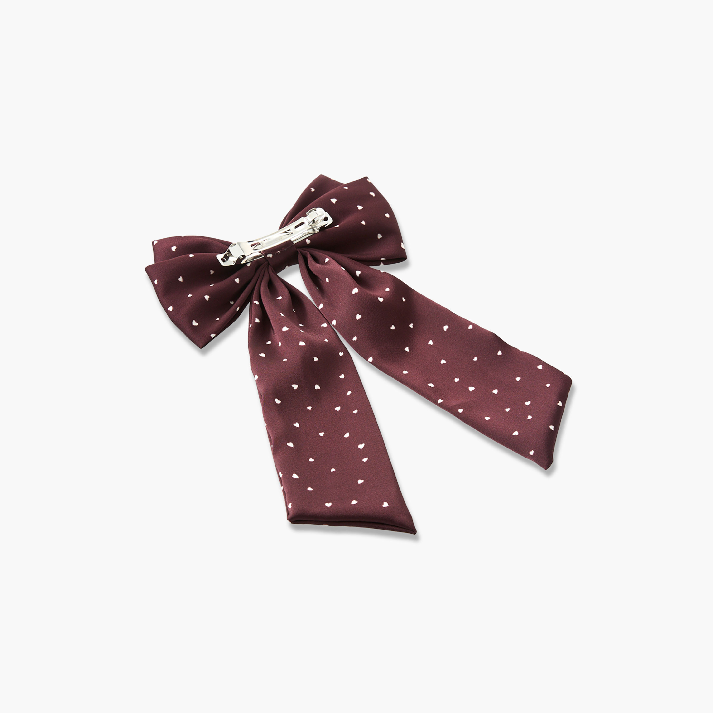 Bow Barrette Hair Clip with Heart Print-women-hairaccessories-clips-image-3