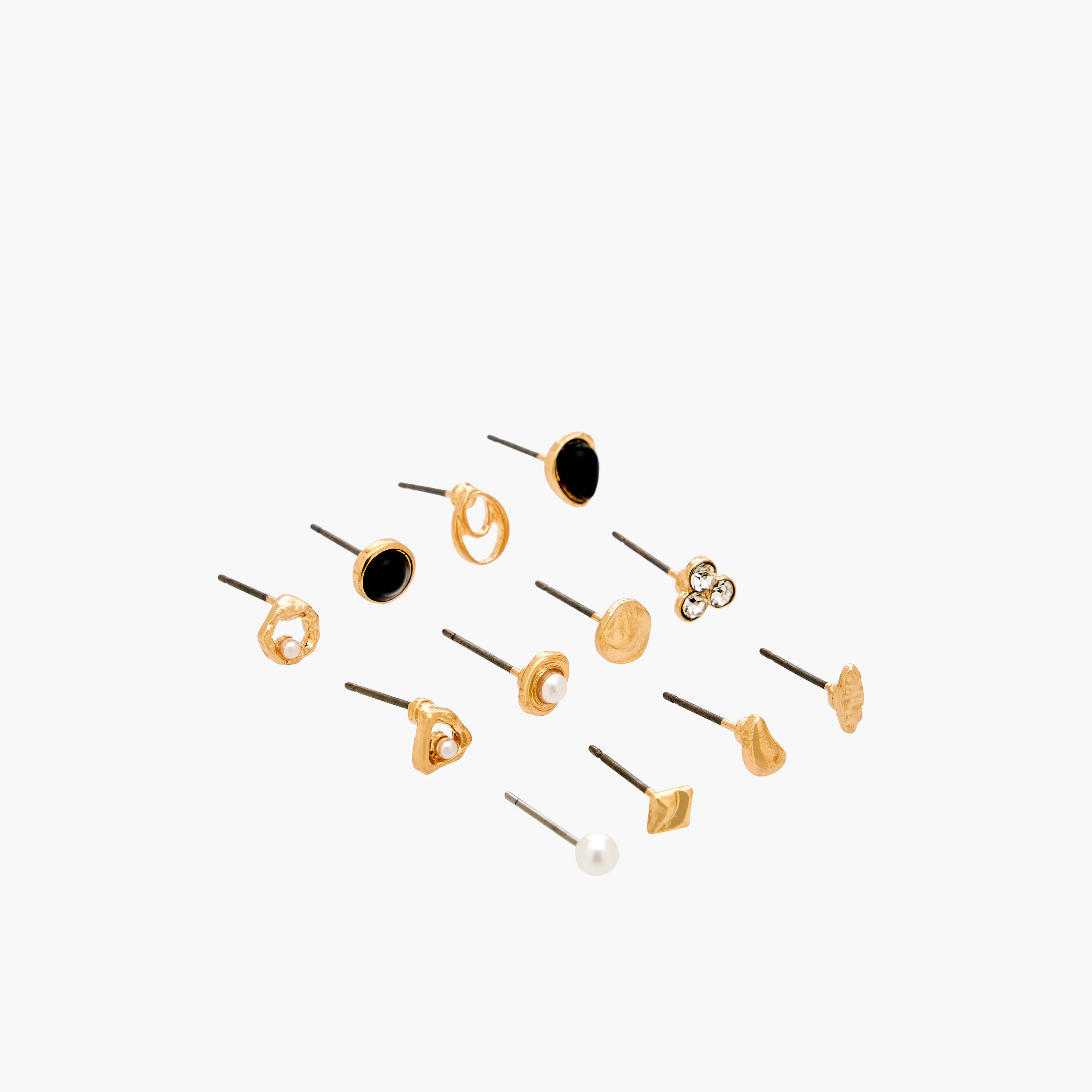 Gloo Pack of 12 Metallic Stud Earrings with Pushback Closure-women-watchesandjewellery-jewellery-earrings-image-2