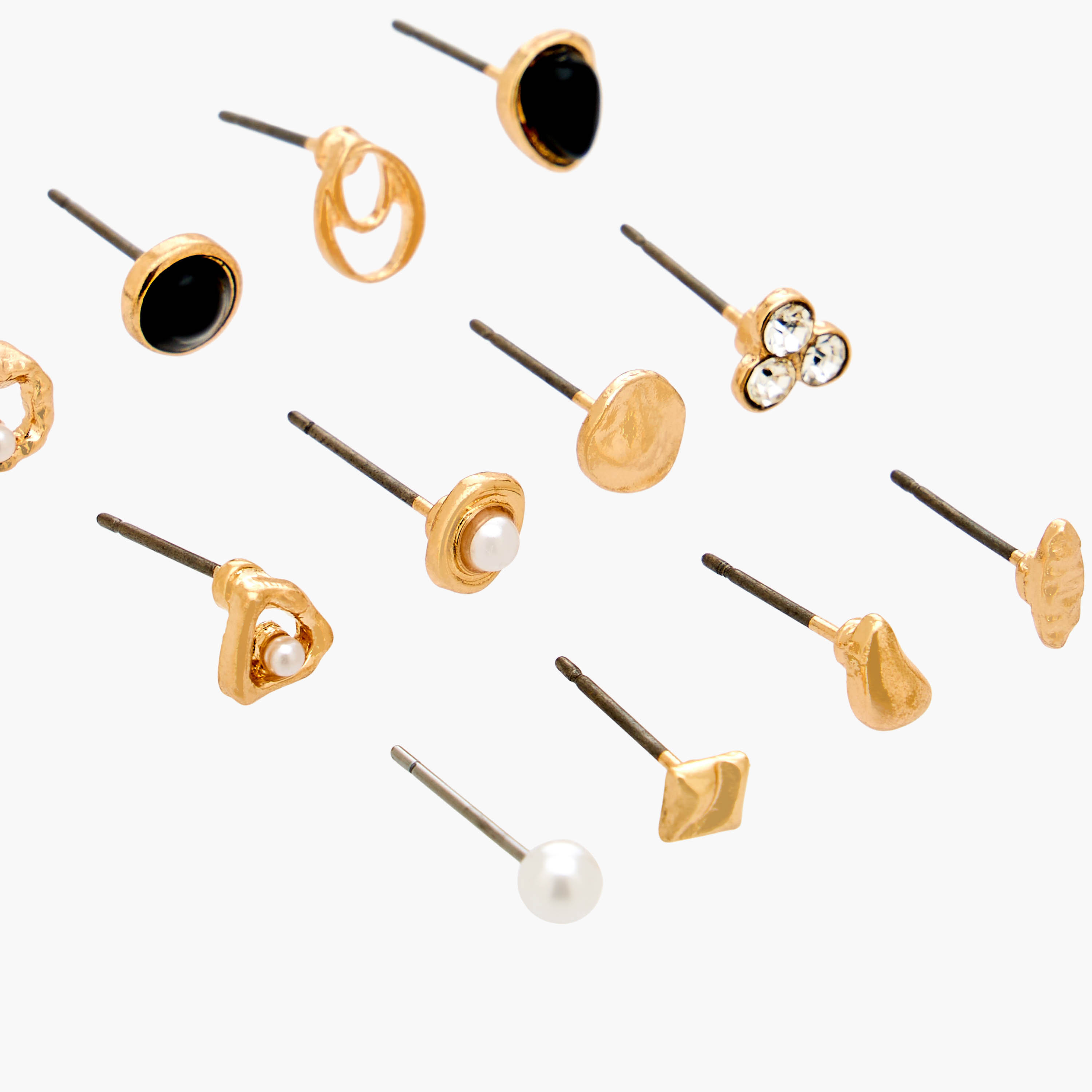 Gloo Pack of 12 Metallic Stud Earrings with Pushback Closure-women-watchesandjewellery-jewellery-earrings-image-3