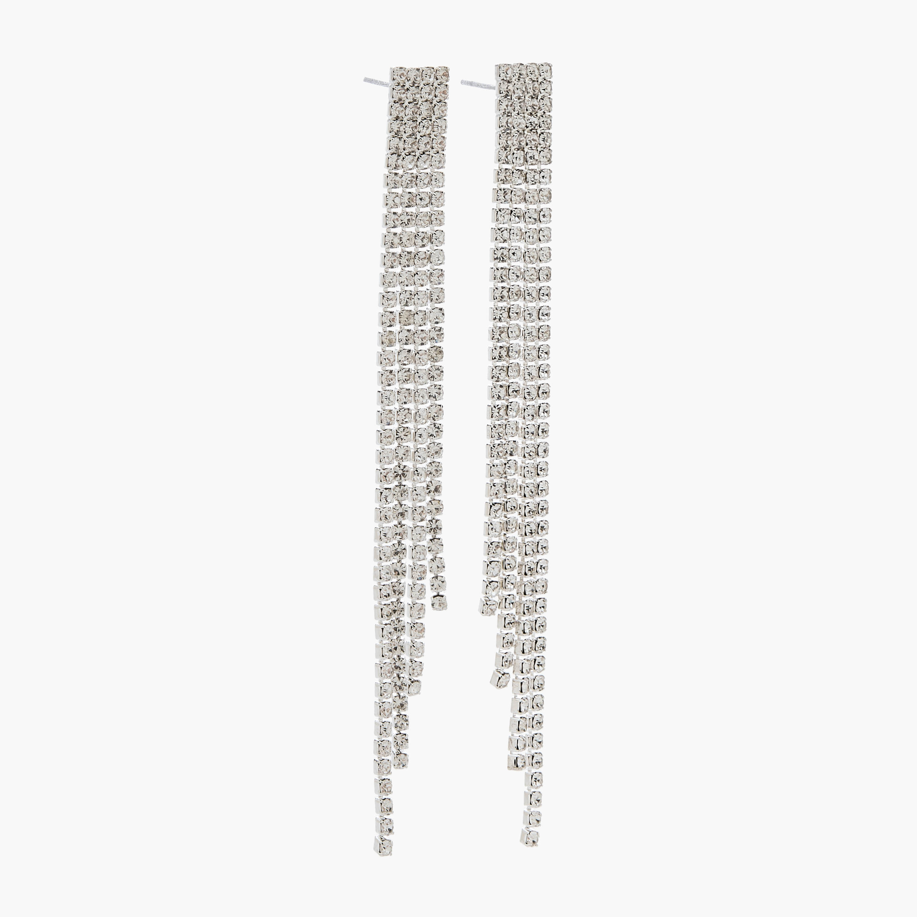 Gloo Silver Tone Embellished Tassel Earrings with Pushback Closure-women-watchesandjewellery-jewellery-earrings-image-2