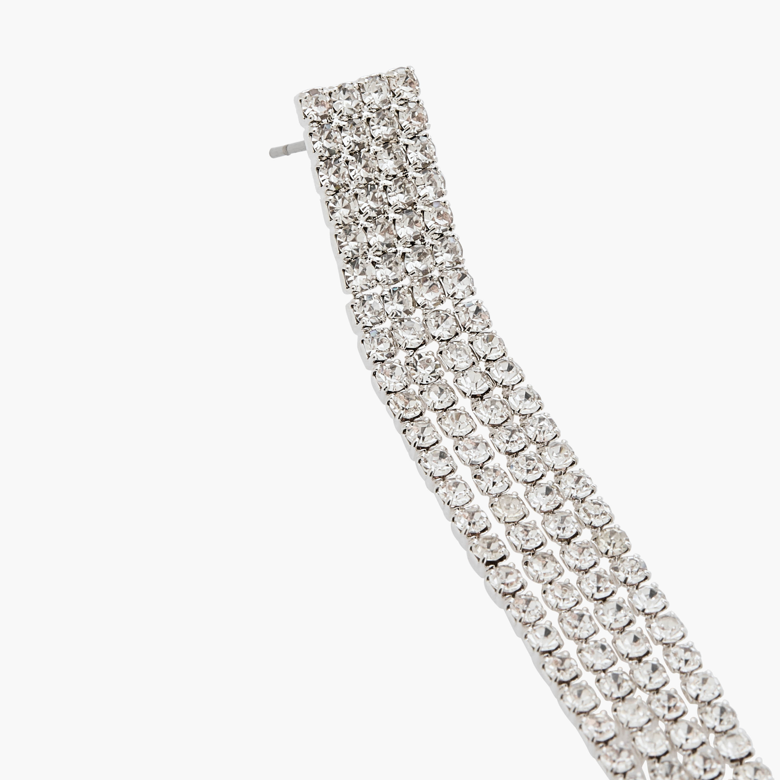Gloo Silver Tone Embellished Tassel Earrings with Pushback Closure-women-watchesandjewellery-jewellery-earrings-image-3