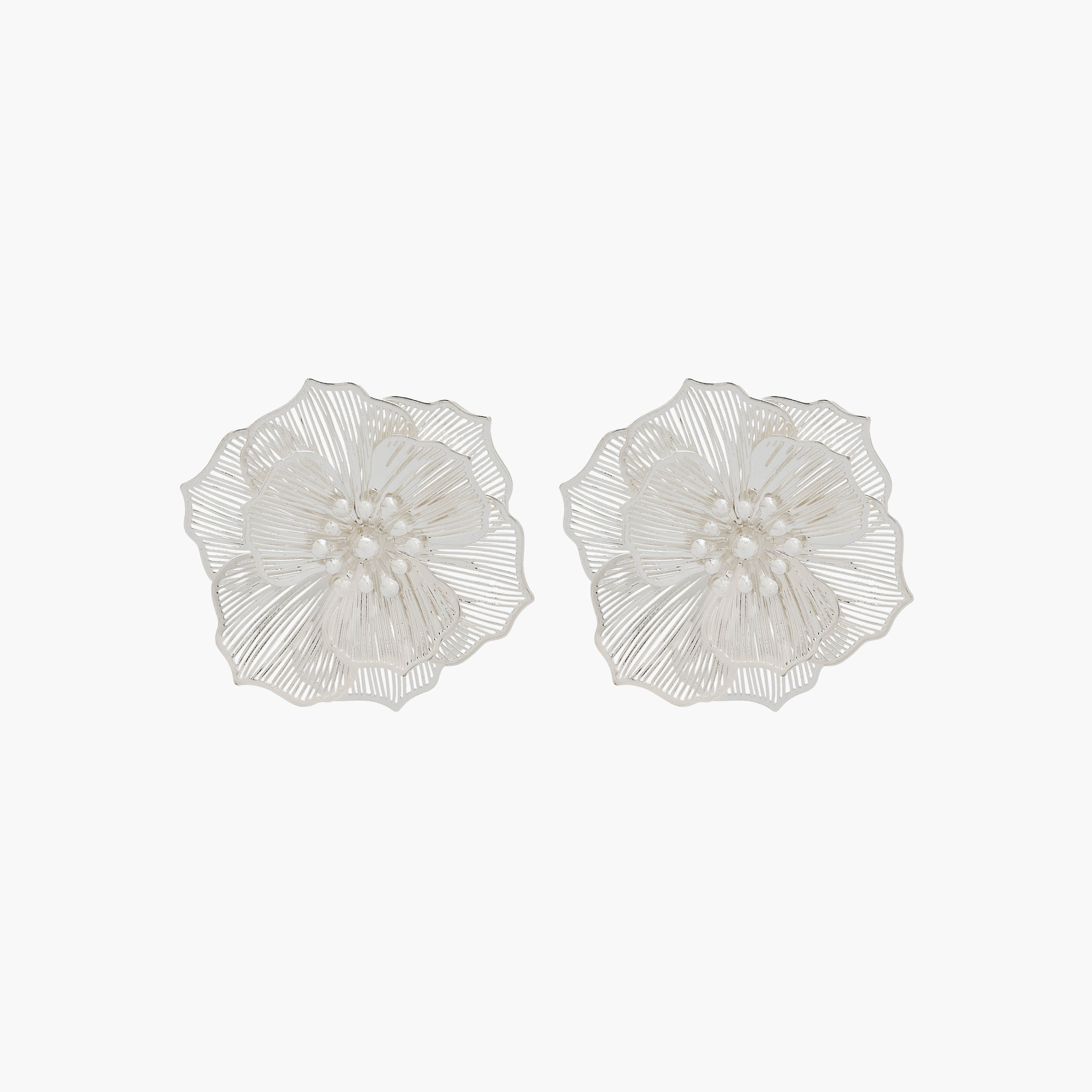 Gloo Silver Tone Floral Stud Earrings with Pushback Closure-women-watchesandjewellery-jewellery-earrings-image-1