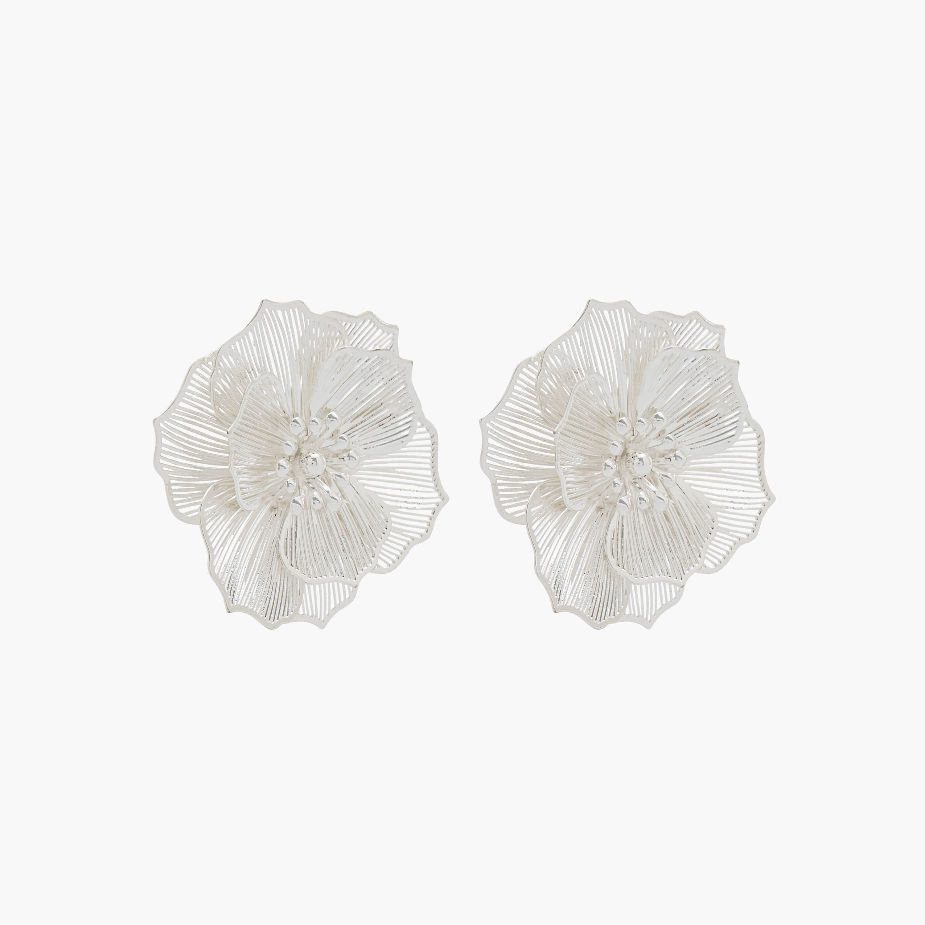 Gloo Silver Tone Floral Stud Earrings with Pushback Closure-women-watchesandjewellery-jewellery-earrings-image-2