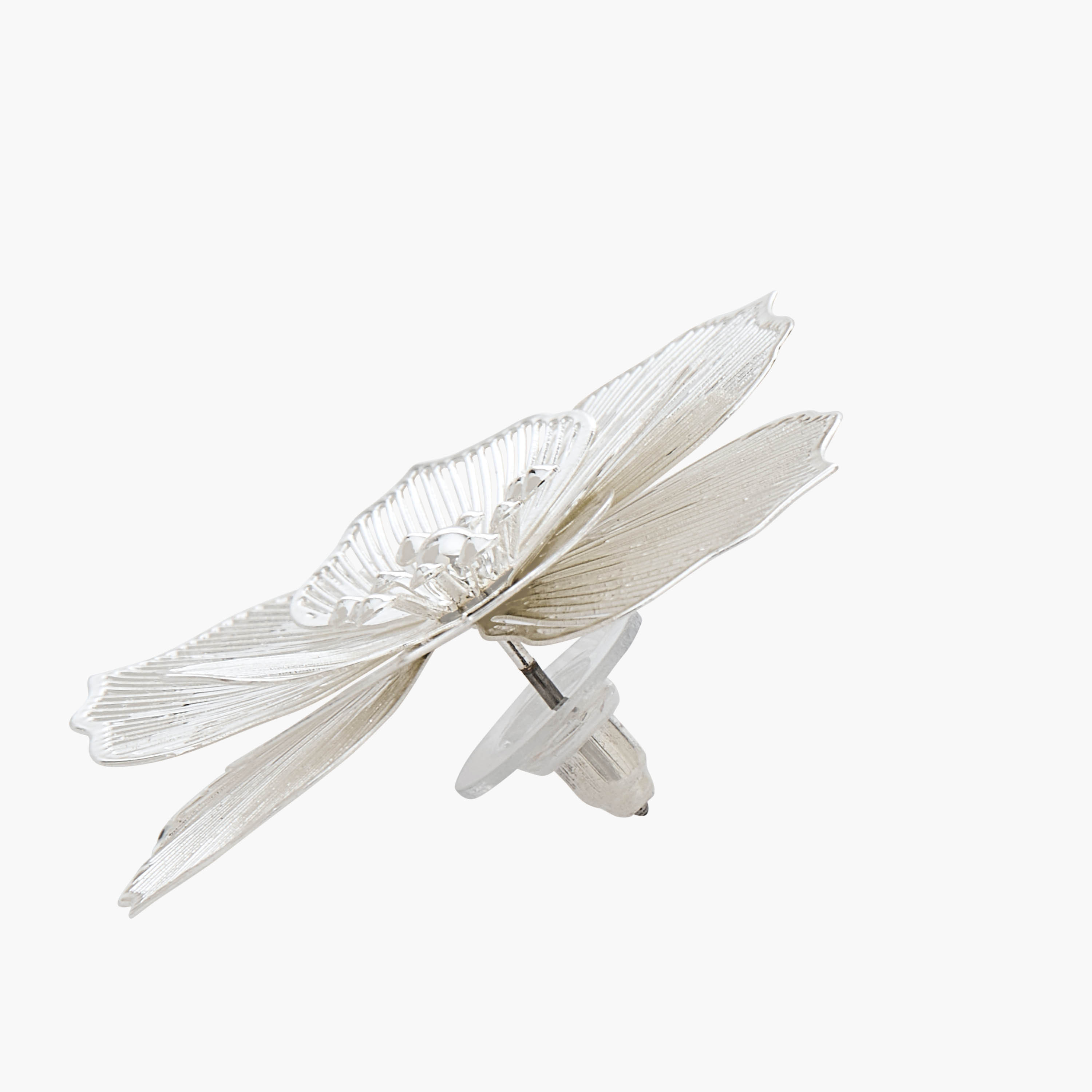 Gloo Silver Tone Floral Stud Earrings with Pushback Closure-women-watchesandjewellery-jewellery-earrings-image-4