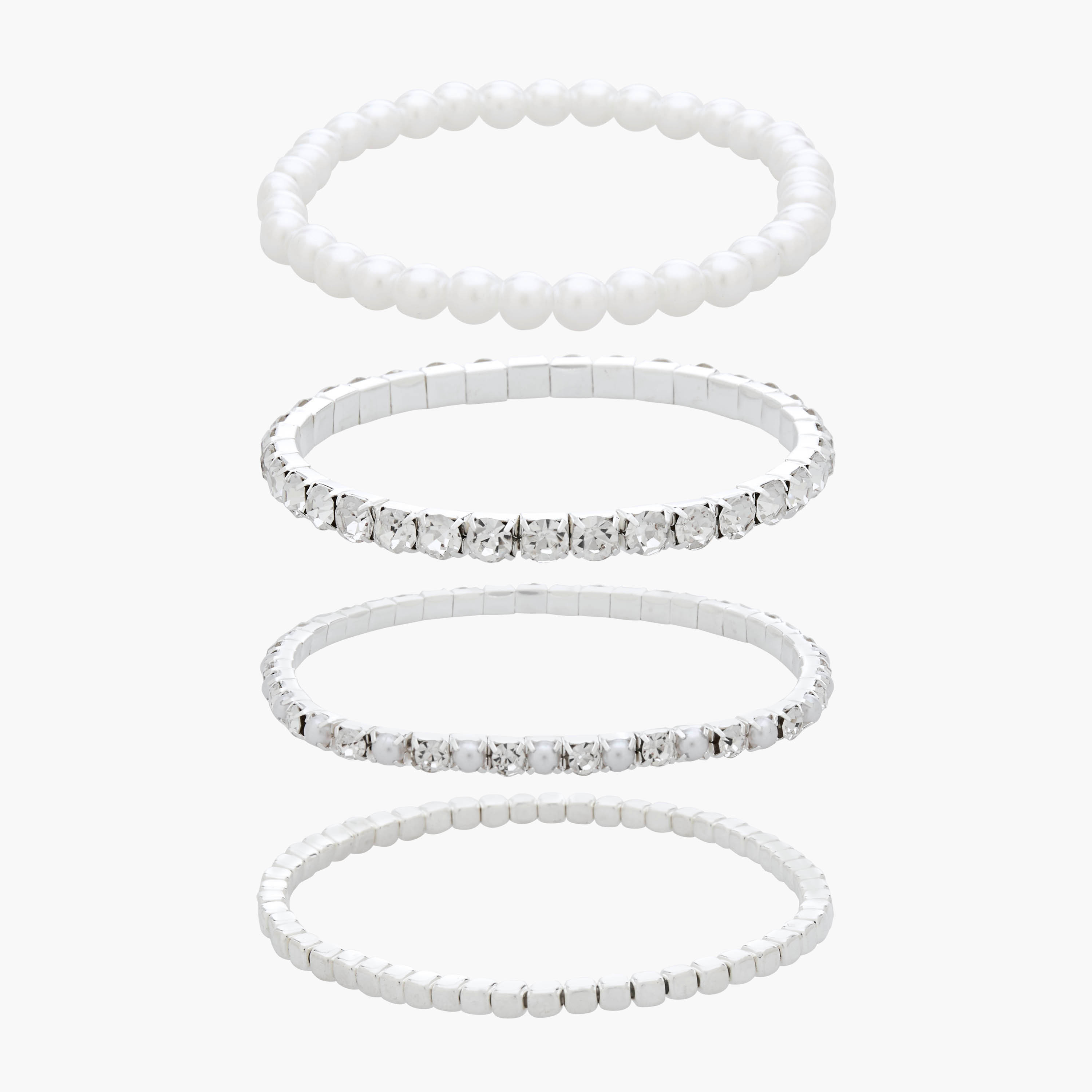 Pack of 4 Silver Tone Embellished Bracelet-women-watchesandjewellery-jewellery-banglesandbracelets-image-1
