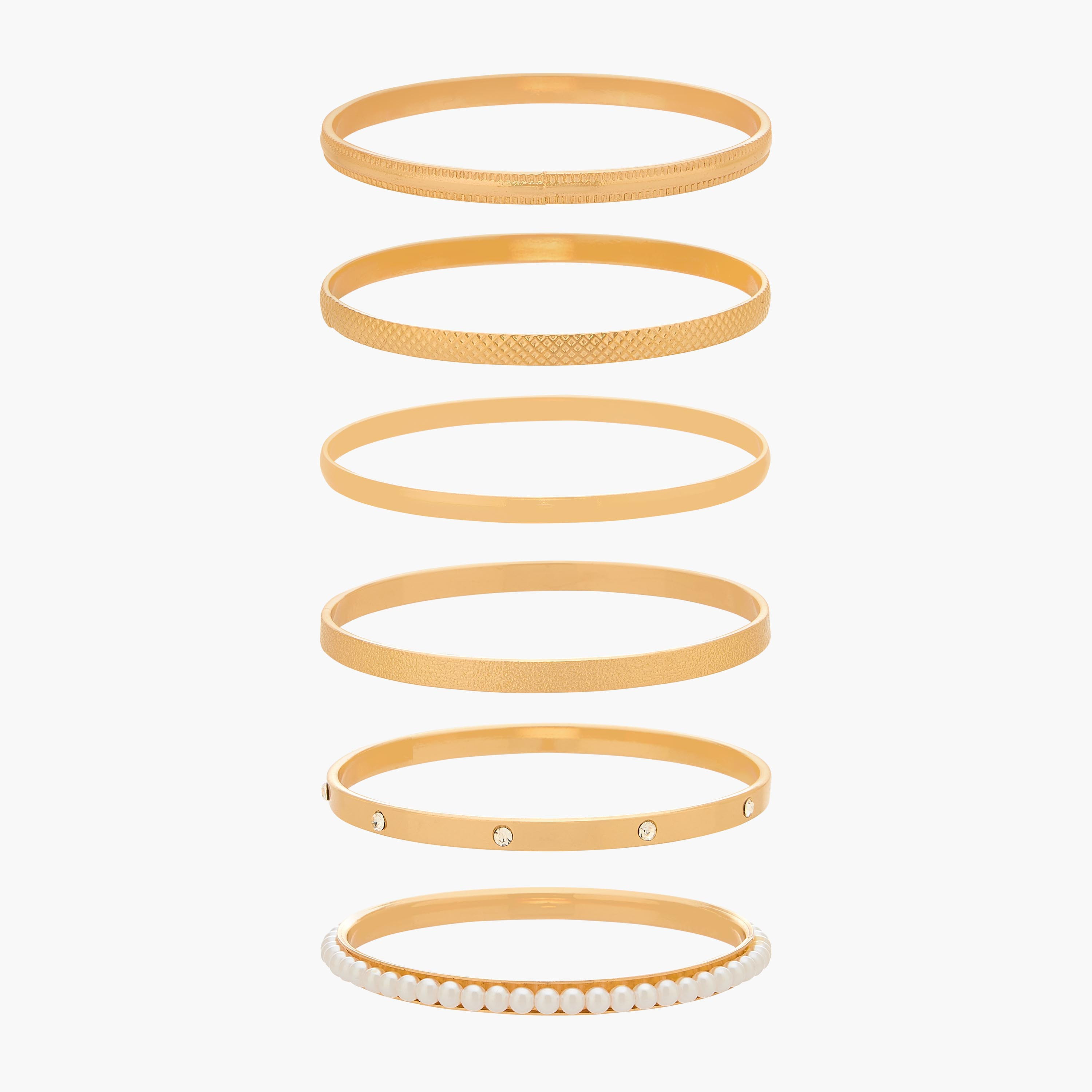 أساور ميتاليك بارزة الملمس من جلو - عبوة 6 قطع-women-watchesandjewellery-jewellery-banglesandbracelets-image-1