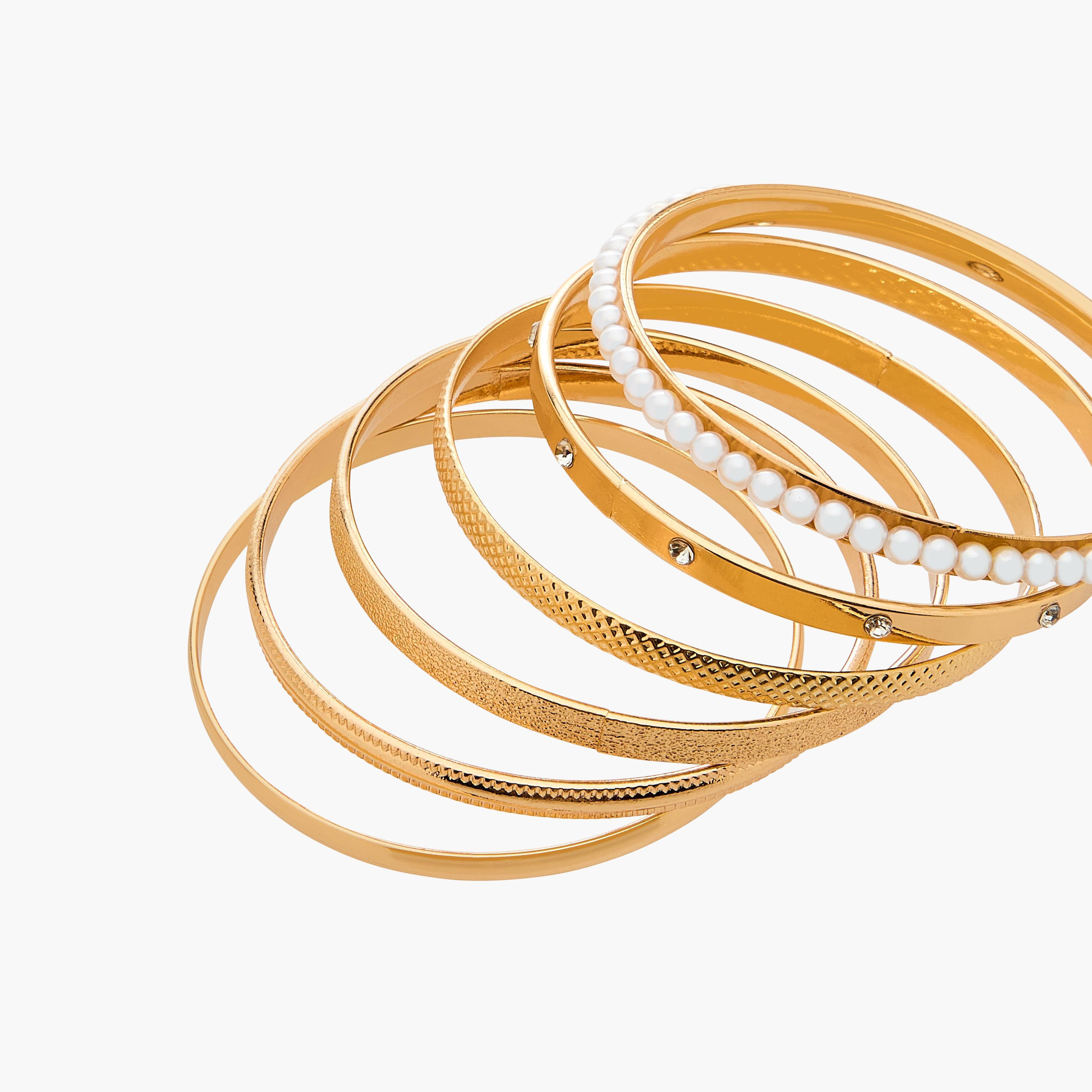 أساور ميتاليك بارزة الملمس من جلو - عبوة 6 قطع-women-watchesandjewellery-jewellery-banglesandbracelets-image-9