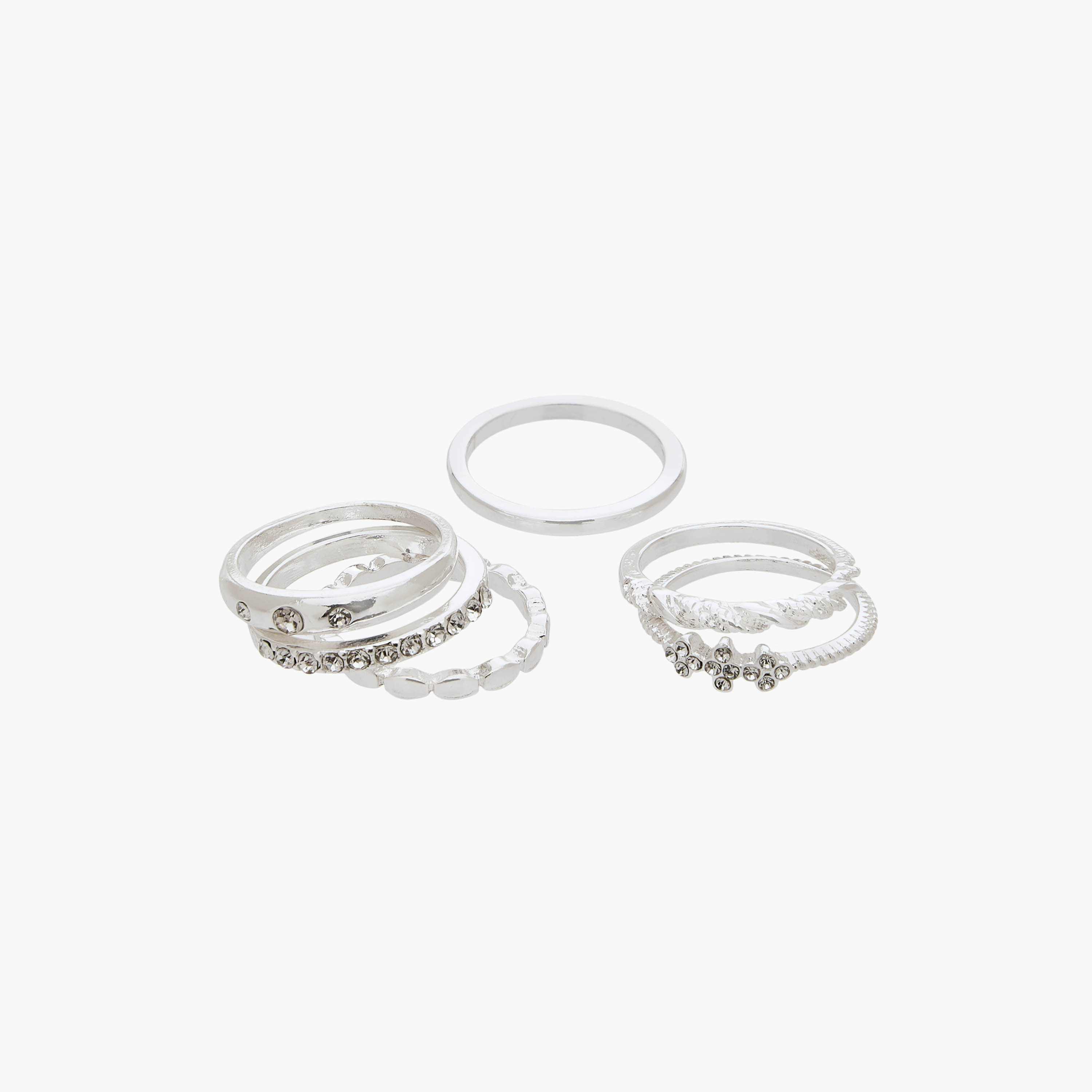Set of 6 - Gloo Silver Tone Ring with Embellishments-women-watchesandjewellery-jewellery-rings-image-2