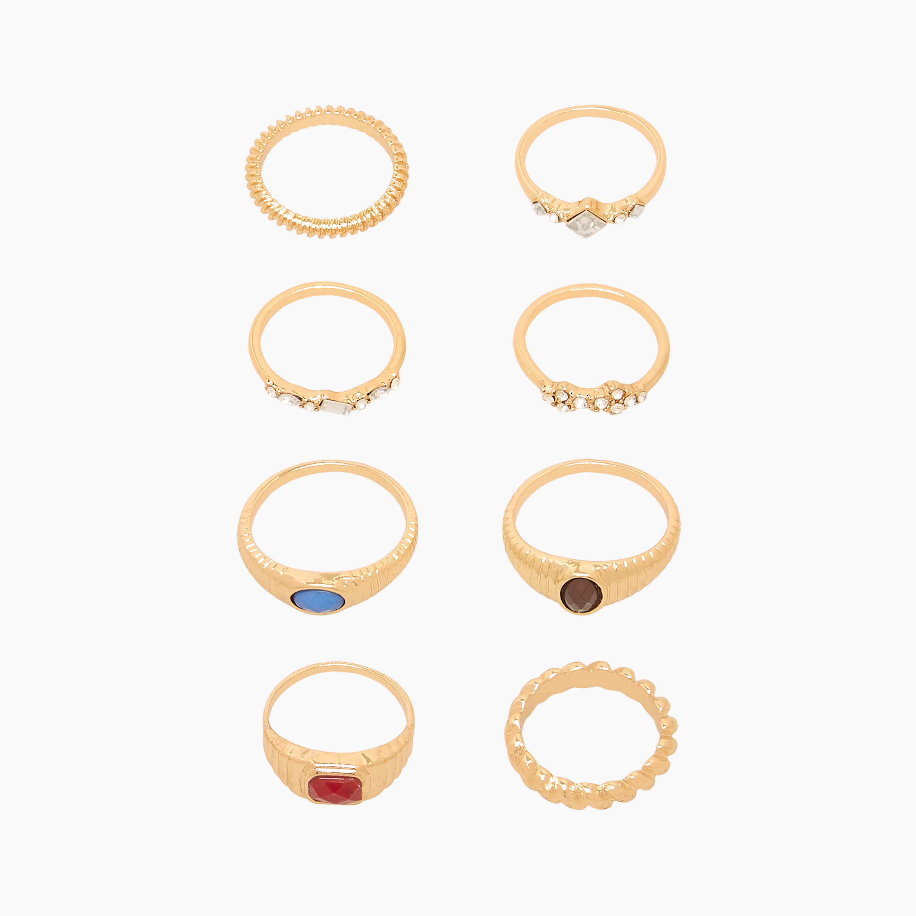 Set of 8 - Gloo Assorted Gold Tone Ring-women-watchesandjewellery-jewellery-rings-image-1
