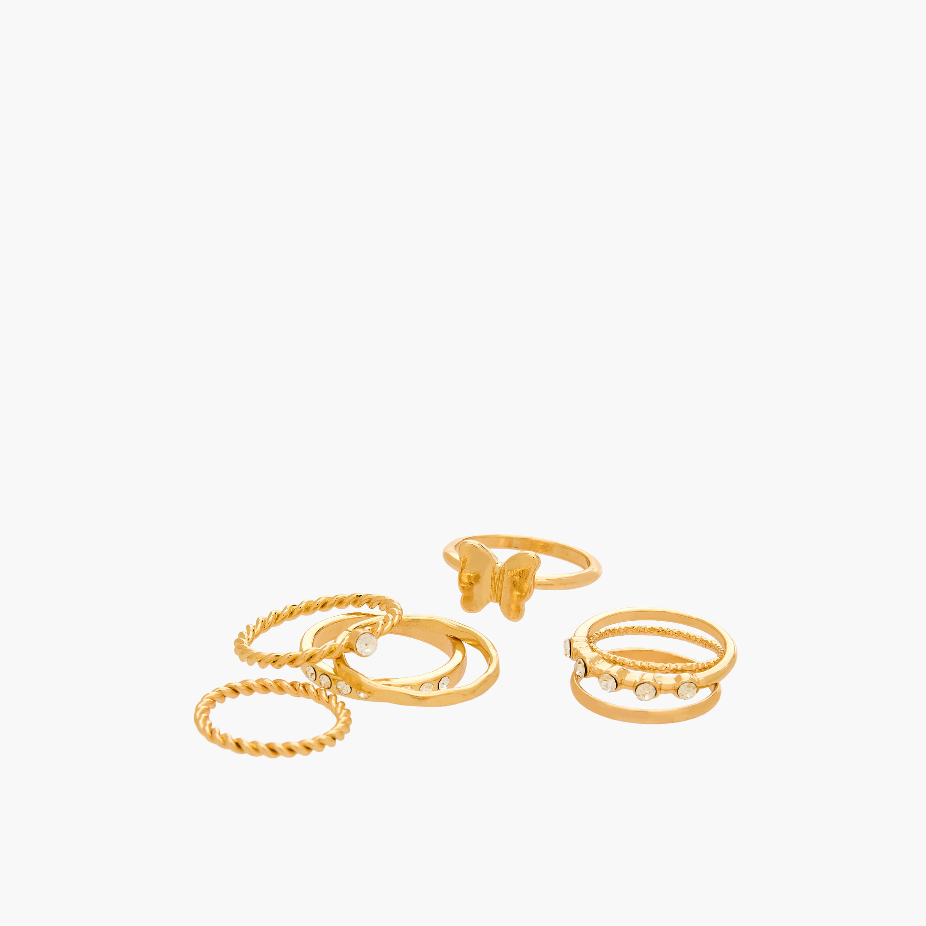 Set of 8 - Gloo Gold Tone Ring with Embellishments-women-watchesandjewellery-jewellery-rings-image-2