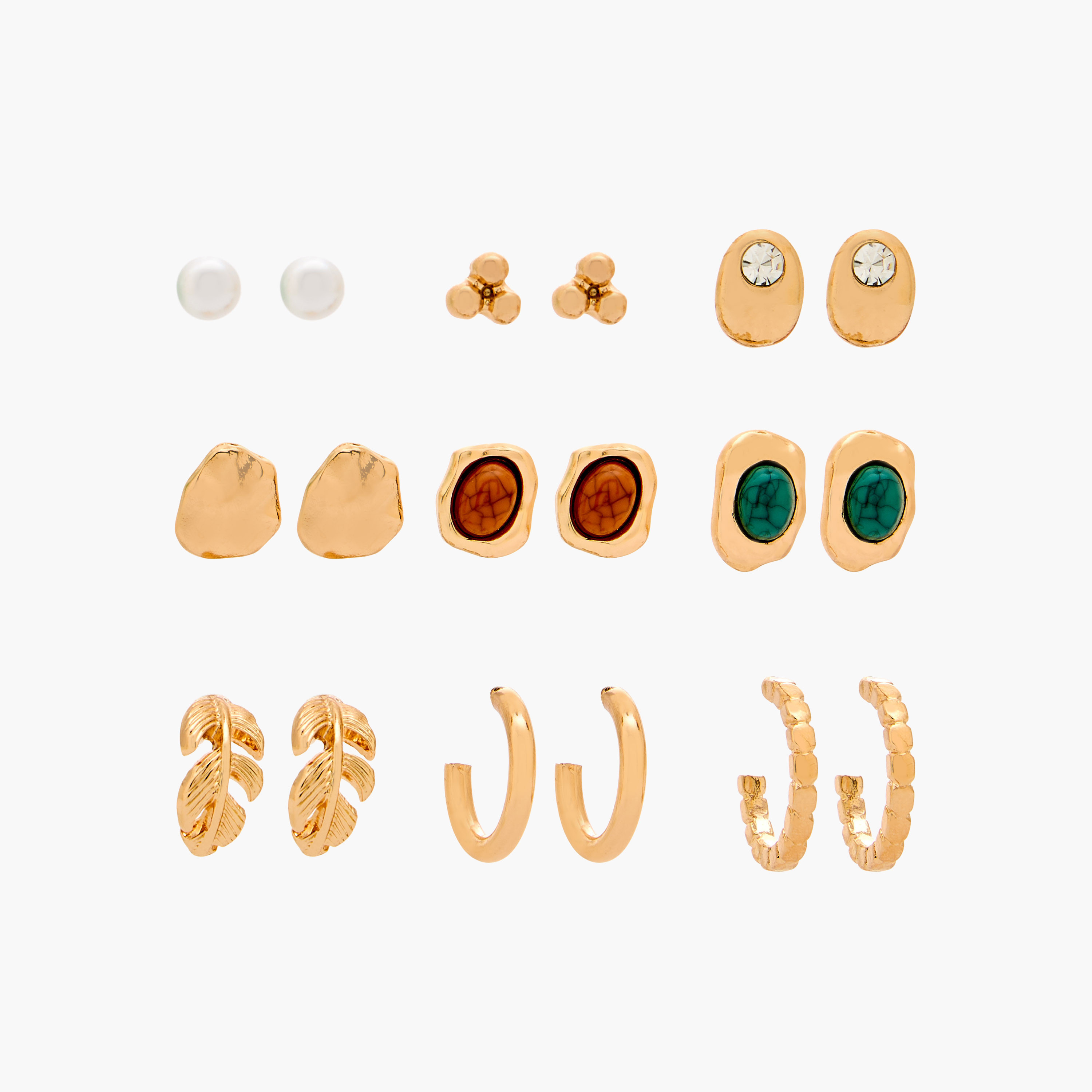 Gloo Pack of 9 Enamel Earrings with Pushback Closure-women-watchesandjewellery-jewellery-earrings-image-1