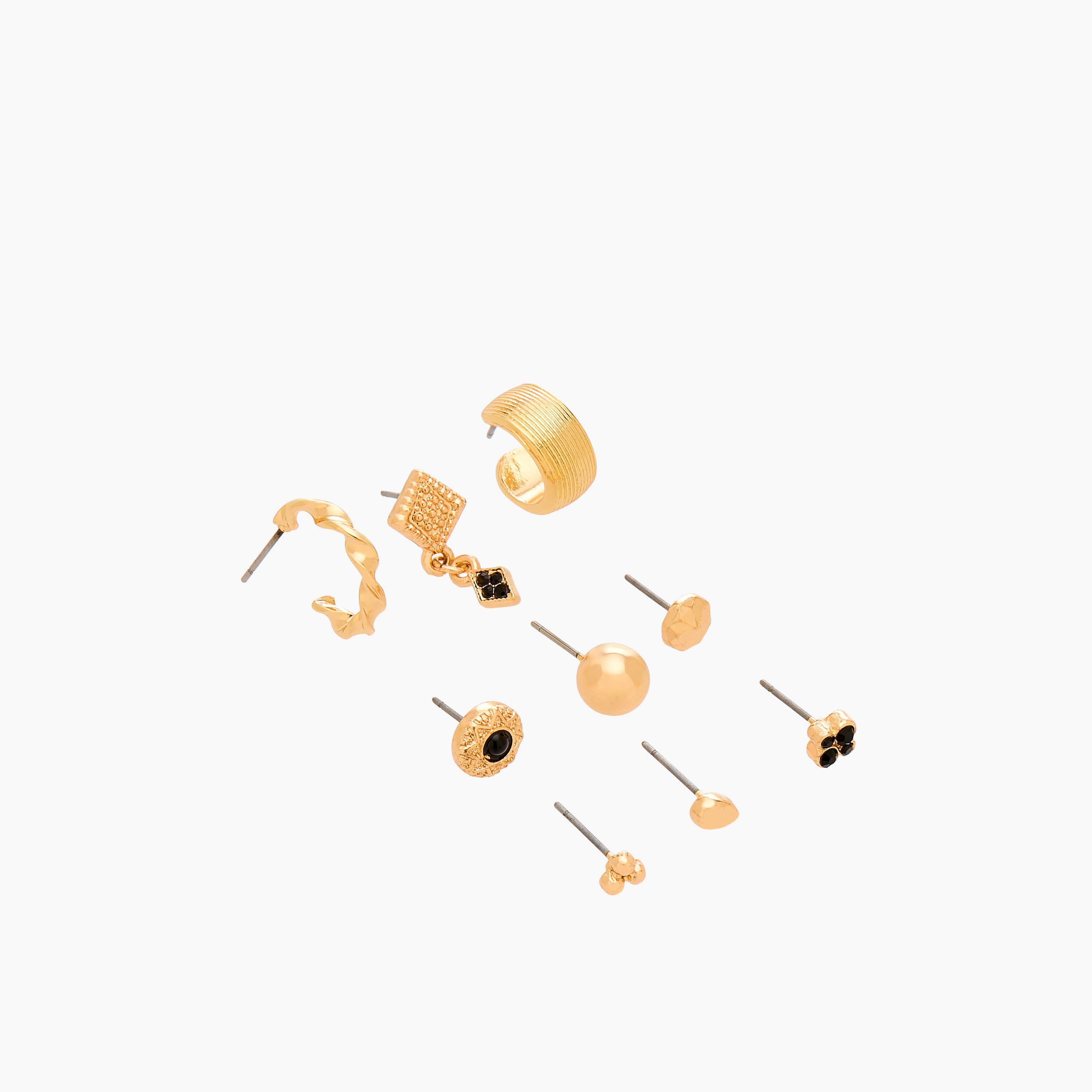 Gloo Pack of 9 Gold Tone Assorted Earrings with Pushback Closure-women-watchesandjewellery-jewellery-earrings-image-2
