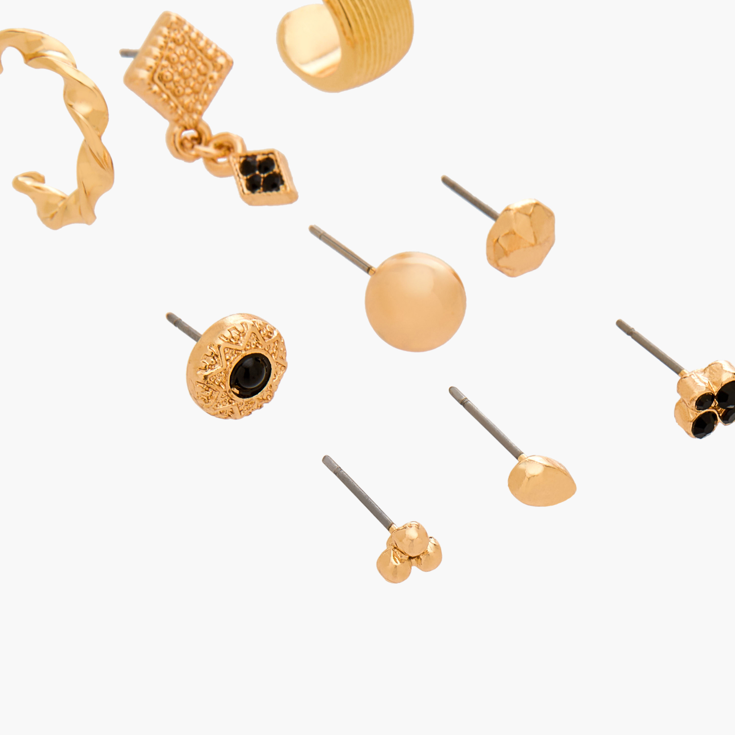 Gloo Pack of 9 Gold Tone Assorted Earrings with Pushback Closure-women-watchesandjewellery-jewellery-earrings-image-3