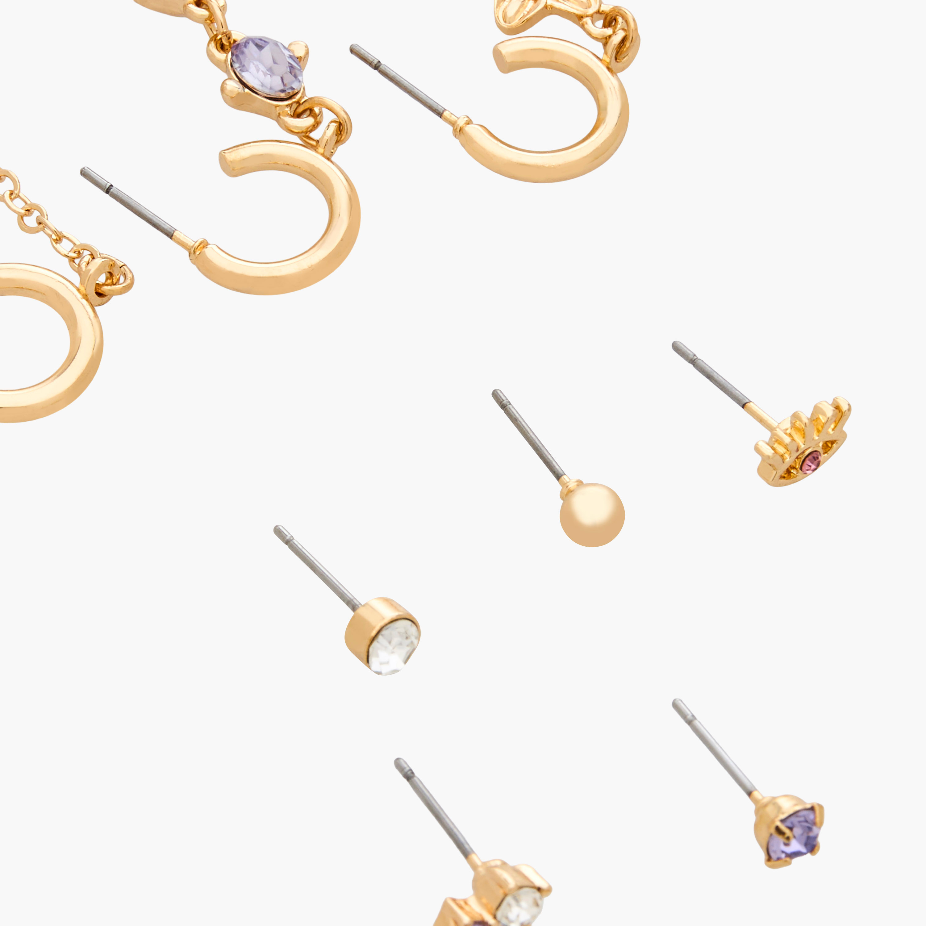 Gloo Pack of 9 Gold Tone Assorted Earrings with Pushback Closure-women-watchesandjewellery-jewellery-earrings-image-3