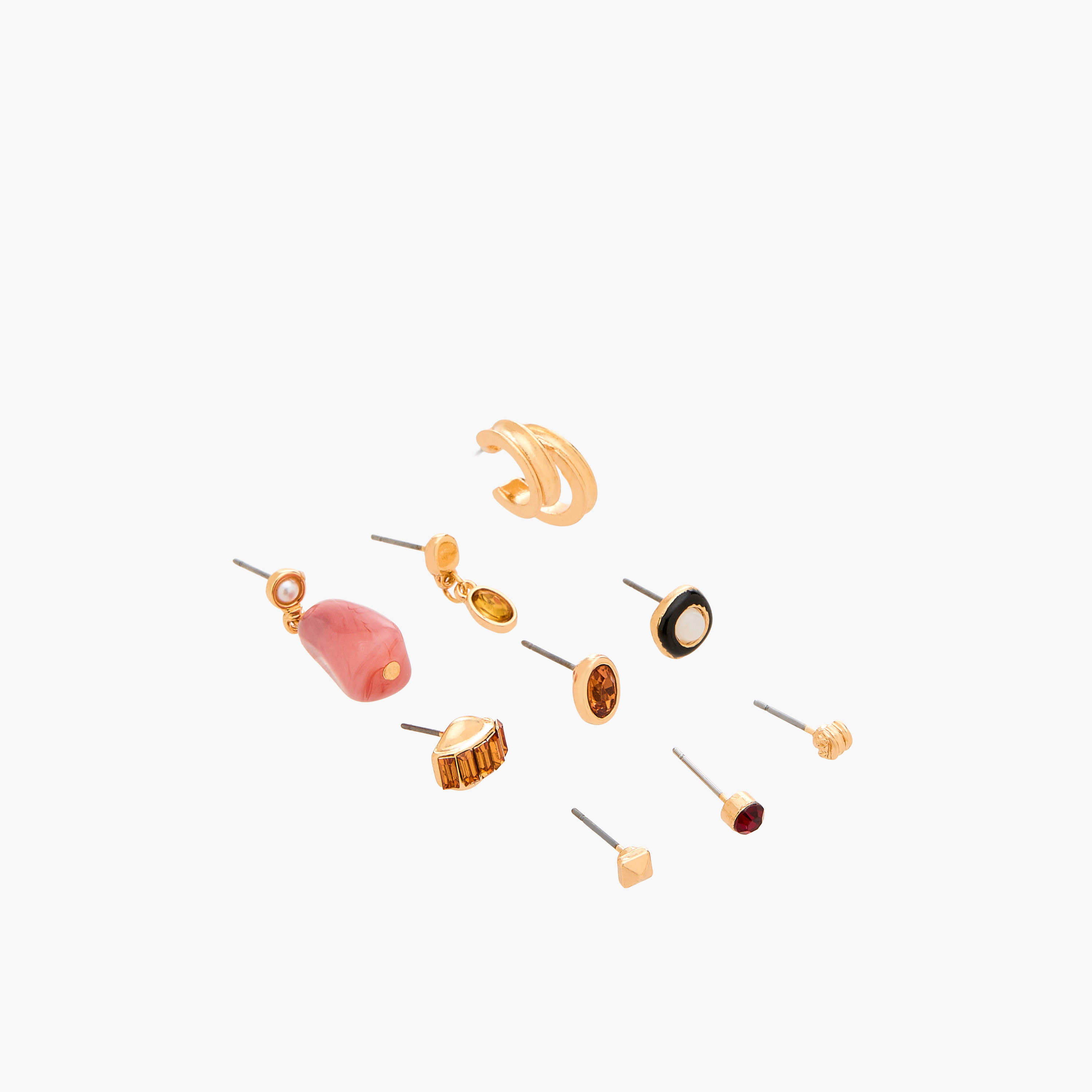 Gloo Pack of 9 Gold Tone Assorted Earrings with Pushback Closure-women-watchesandjewellery-jewellery-earrings-image-2