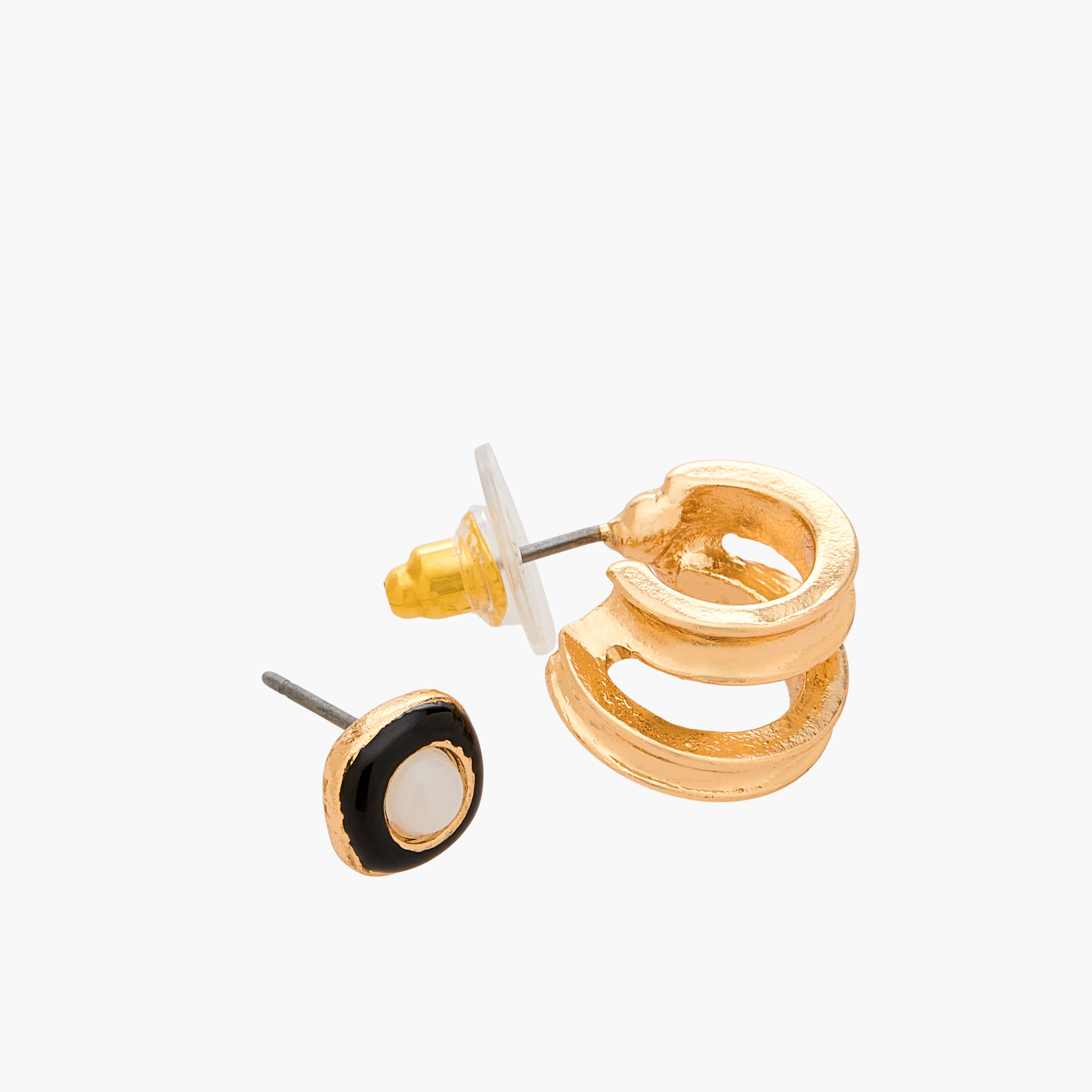 Gloo Pack of 9 Gold Tone Assorted Earrings with Pushback Closure-women-watchesandjewellery-jewellery-earrings-image-4