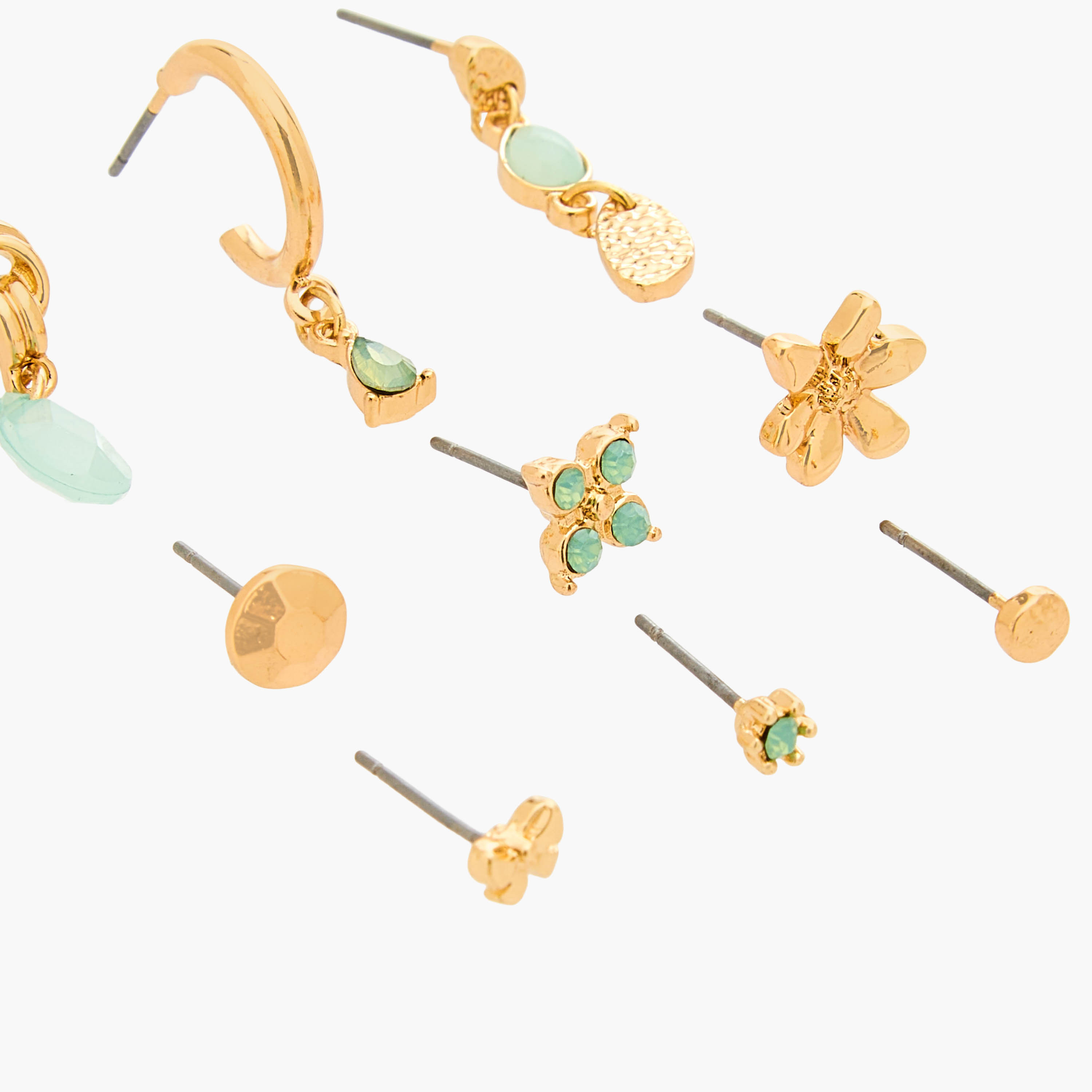 حلقان متنوعة بلون ذهبي ومكبس إغلاق خلفي من جلوو - طقم من 9-women-watchesandjewellery-jewellery-earrings-image-3