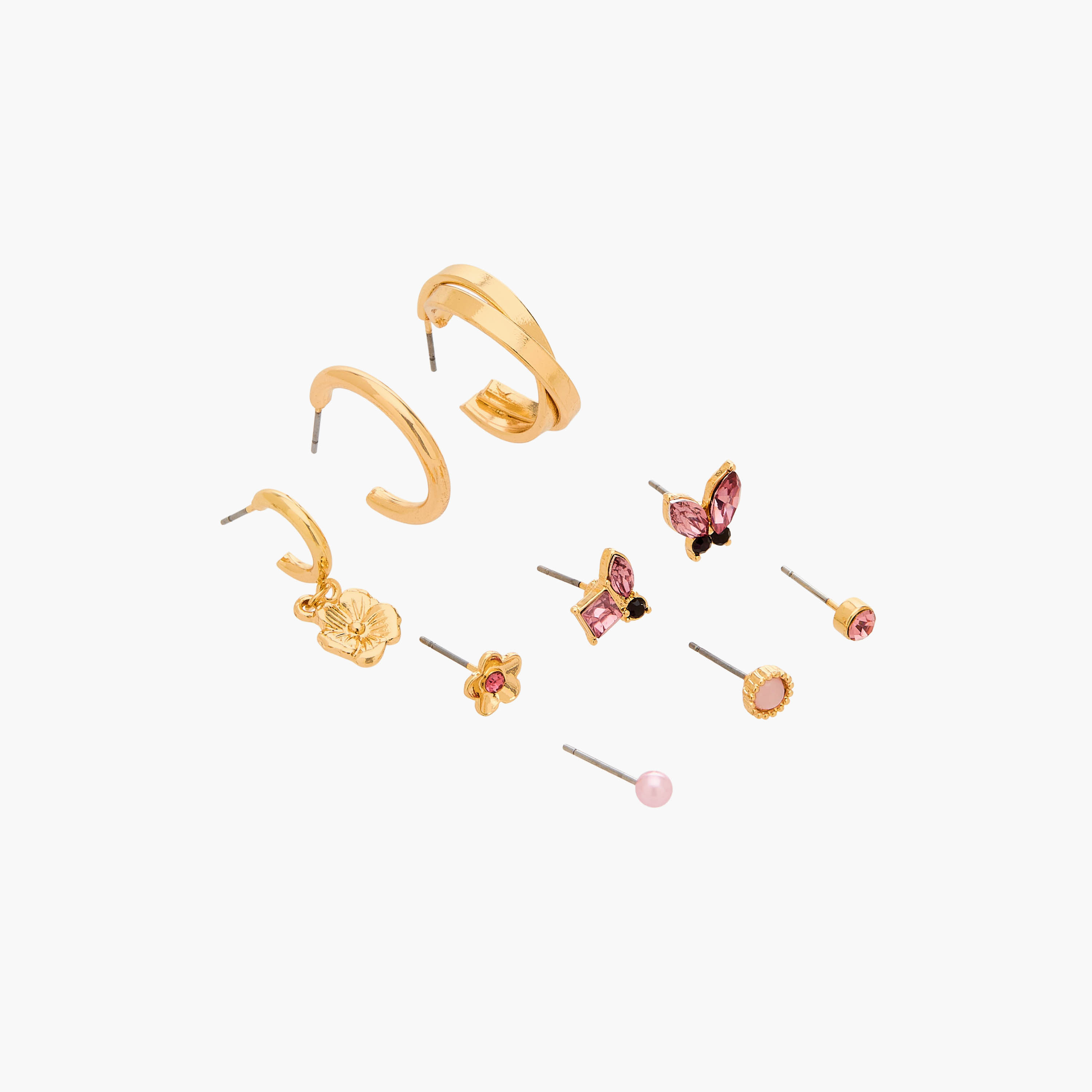 Gloo Pack of 9 Gold Tone Assorted Earrings with Pushback Closure-women-watchesandjewellery-jewellery-earrings-image-3