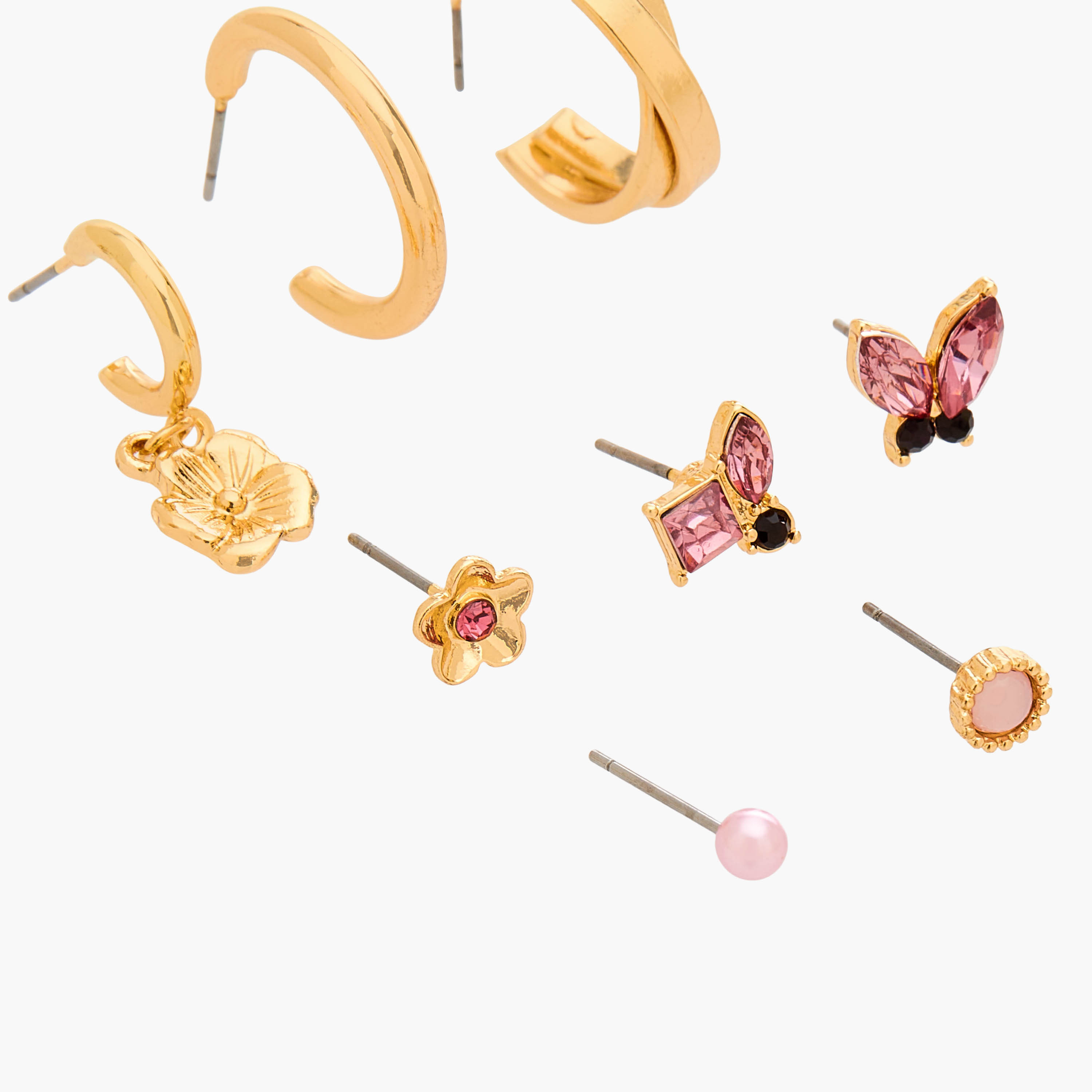 Gloo Pack of 9 Gold Tone Assorted Earrings with Pushback Closure-women-watchesandjewellery-jewellery-earrings-image-4